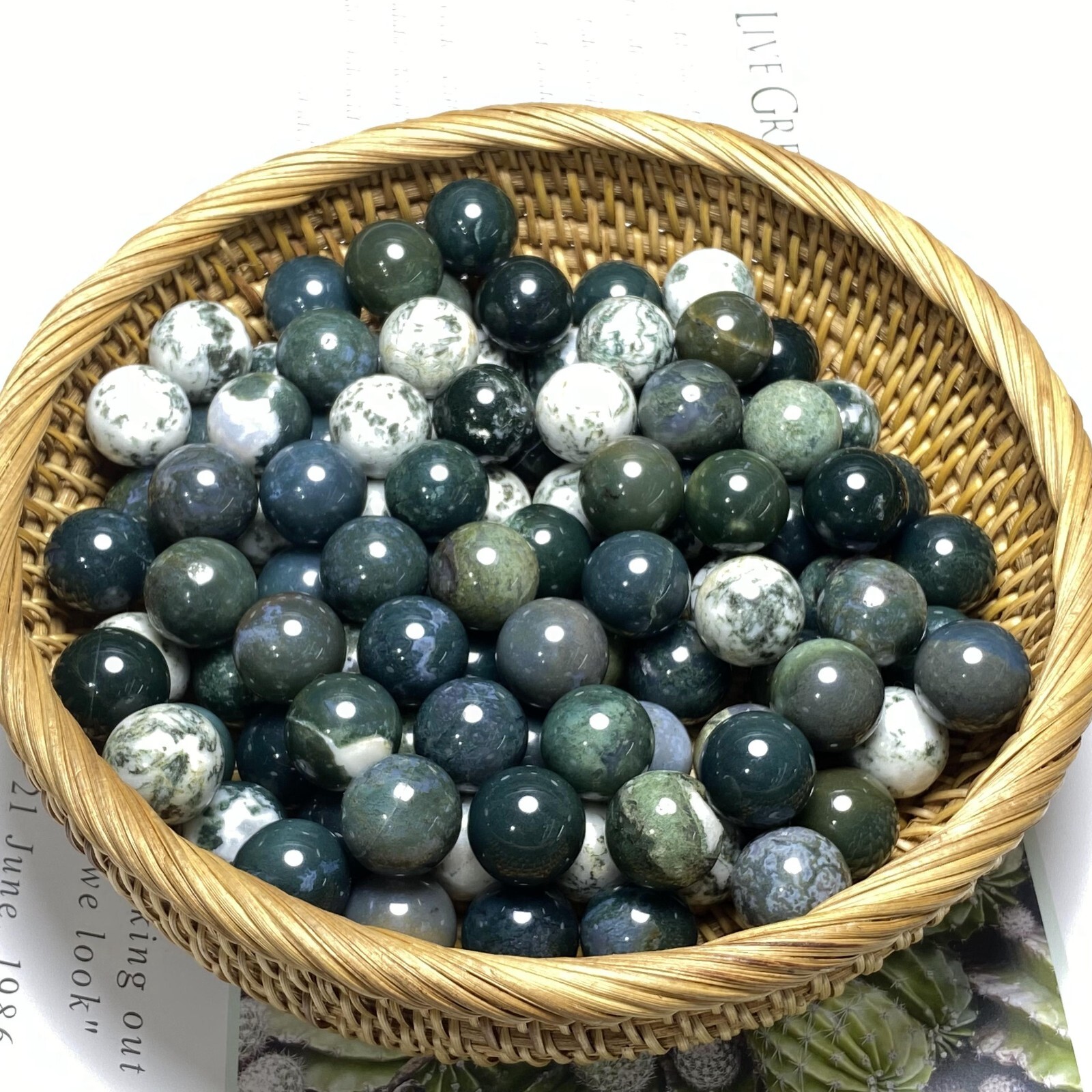 5pc Wholesale Natural Aquatic agate Ball Quartz Crystal Sphere Healing 20mm+