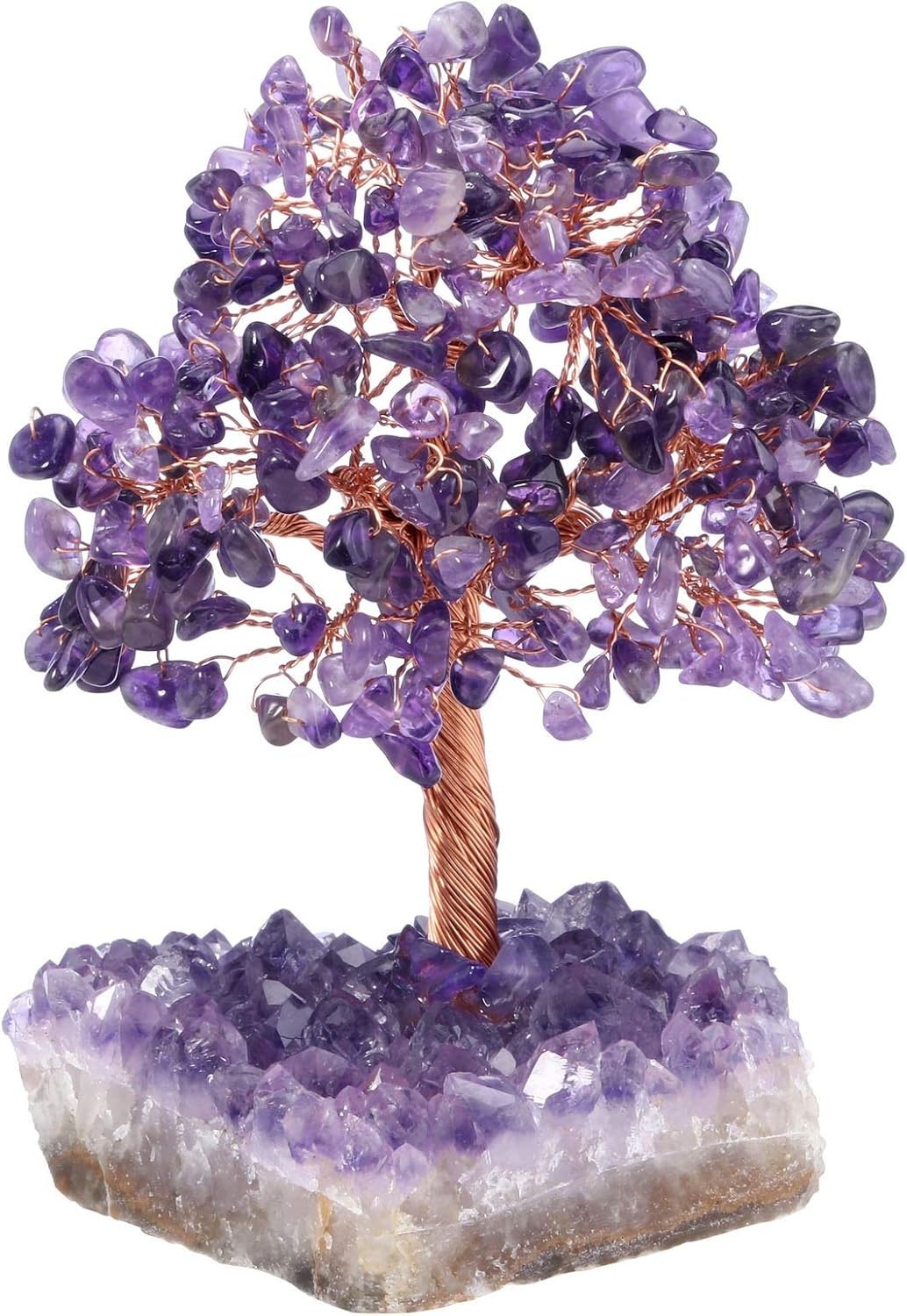 Natural Amethyst Healing Crystal Money Tree on Amethyst Cluster Geode Druzy B…