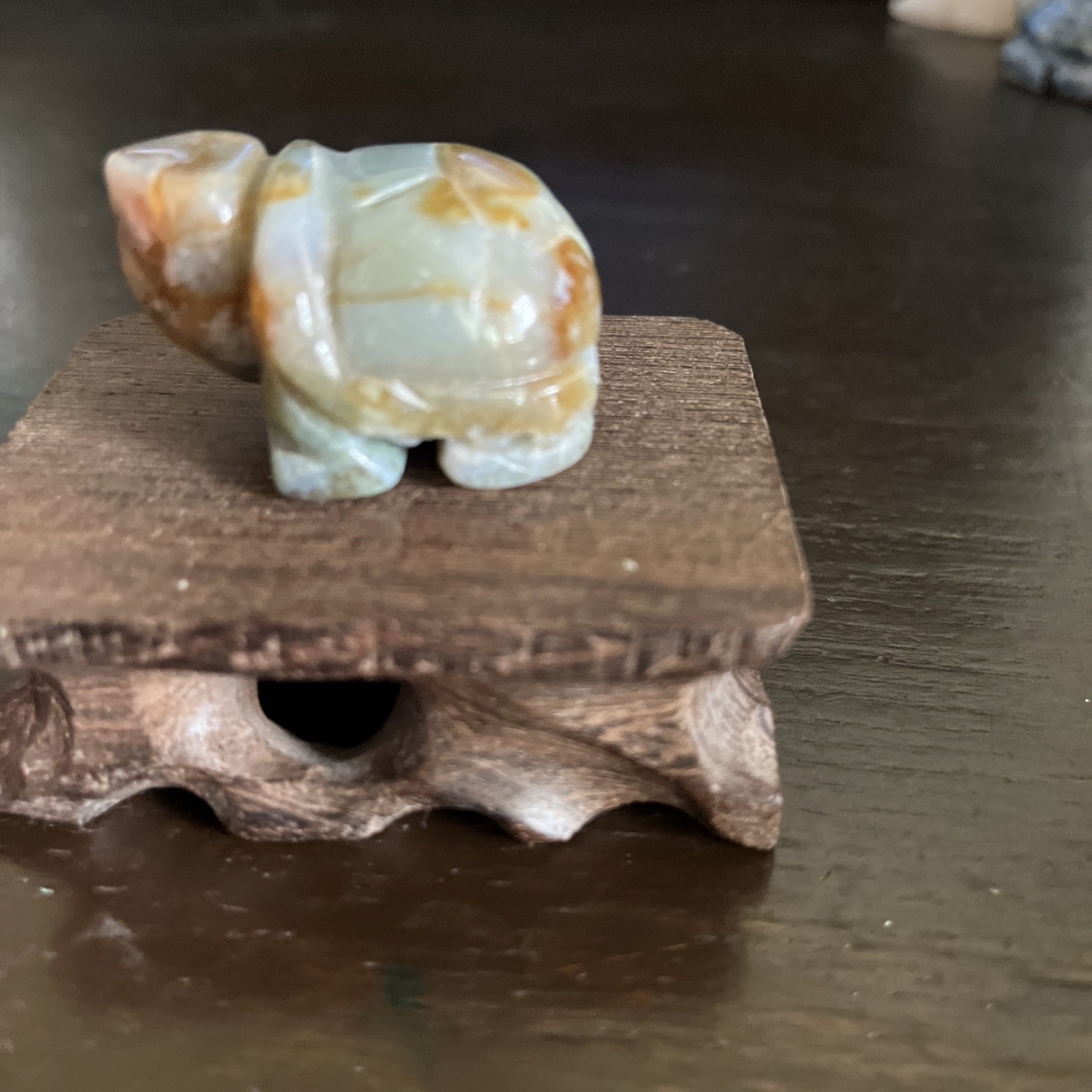 Hand Carved Stone Moss Agate Tortoise 1.8 Inch New