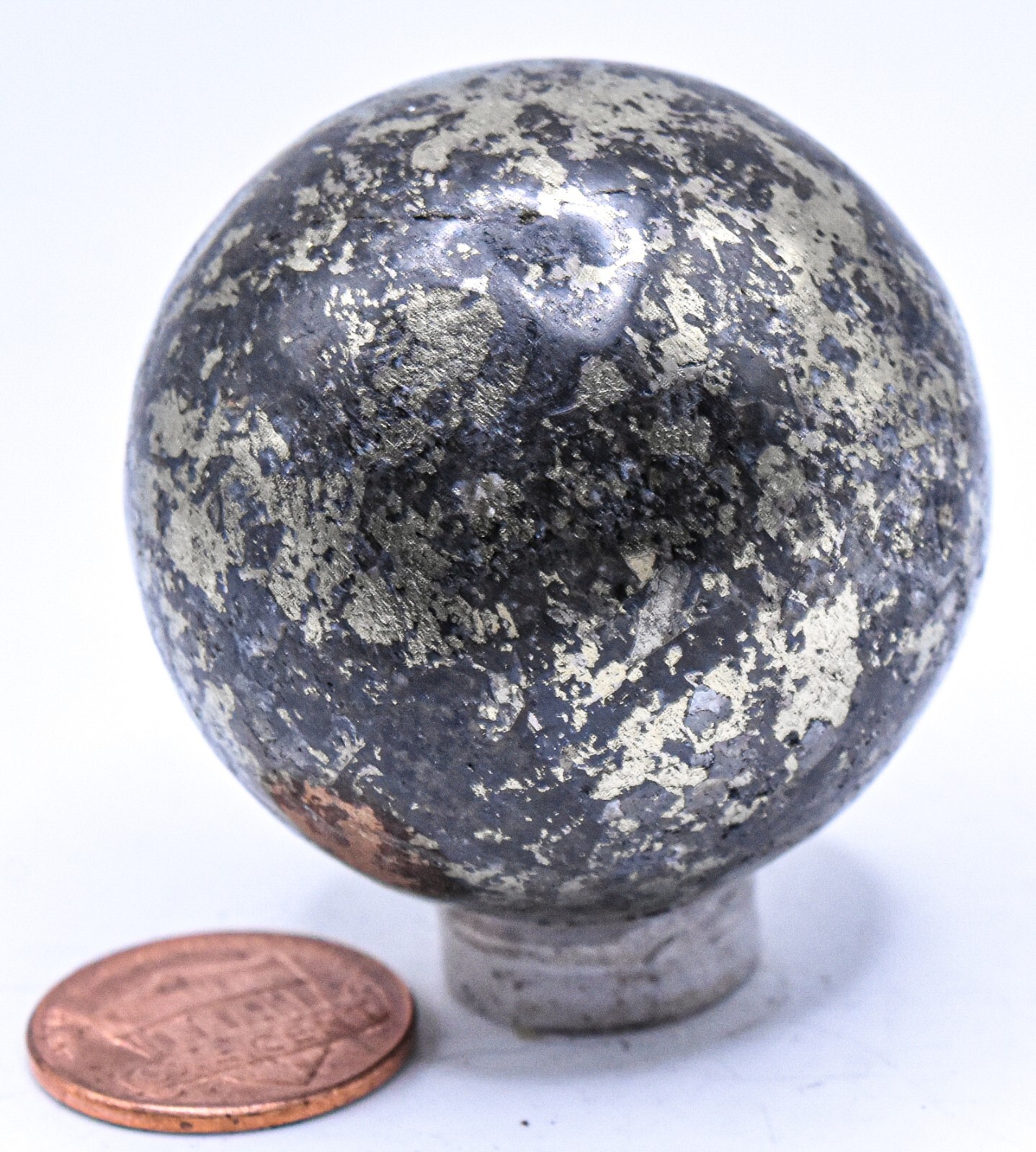 41mm Chalcopyrite w/ Heamtite Sphere Polished Sparkling Gemstone Mineral – Peru