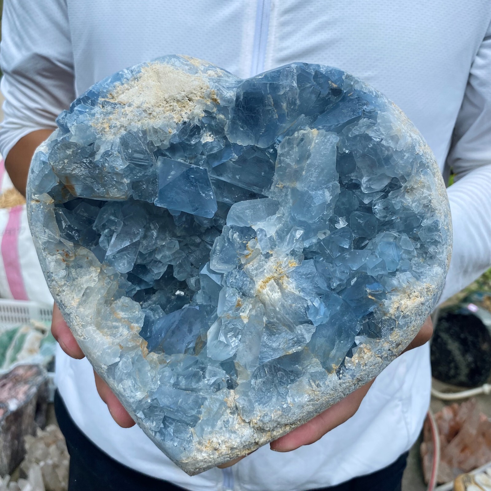 14.4lb natural blue celestite geode quartz crystal mineral specimen healing