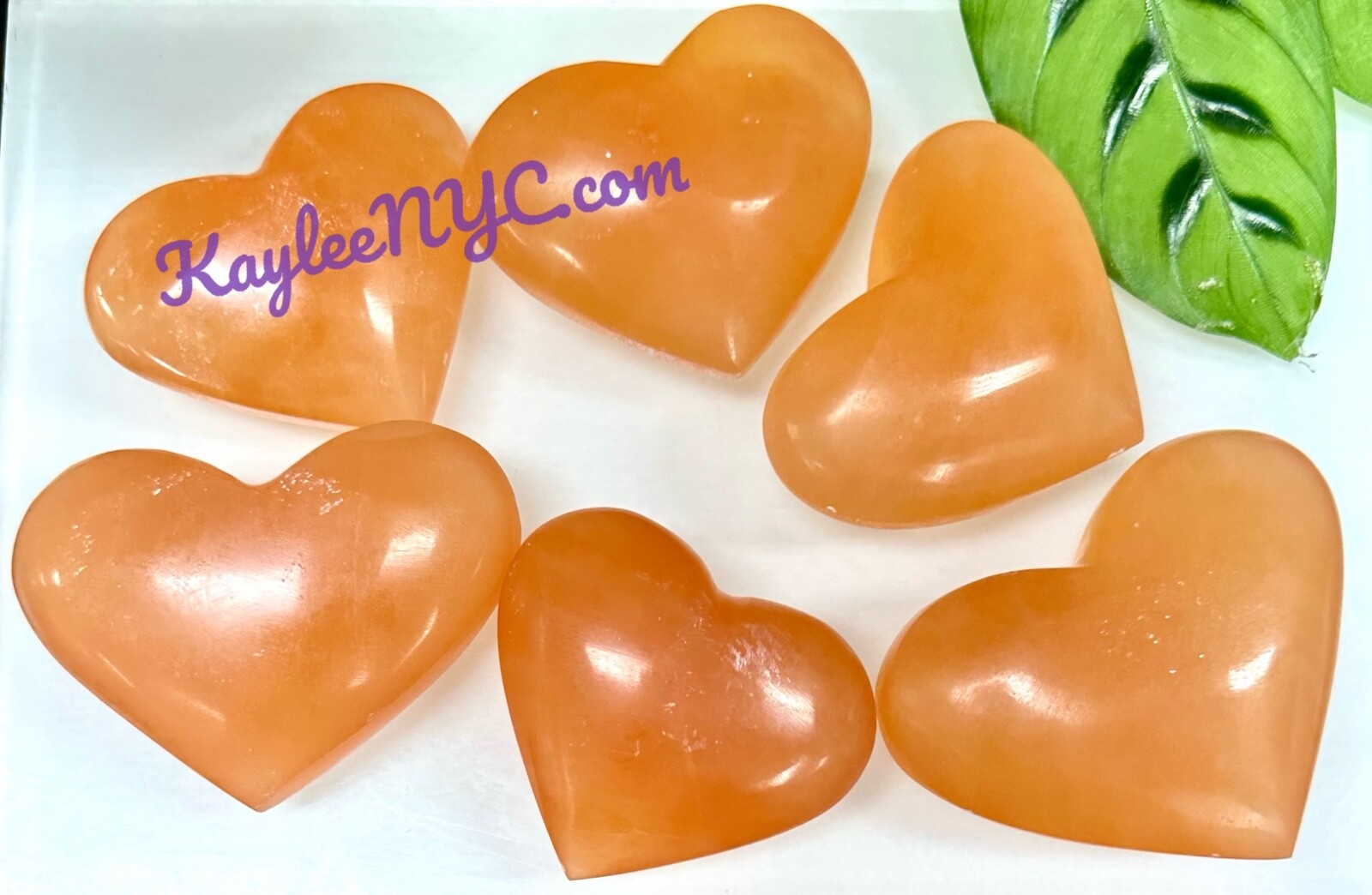Wholesale Lot 6 PCs Natural Peach Selenite Aka Satin Spar Heart~8cm
