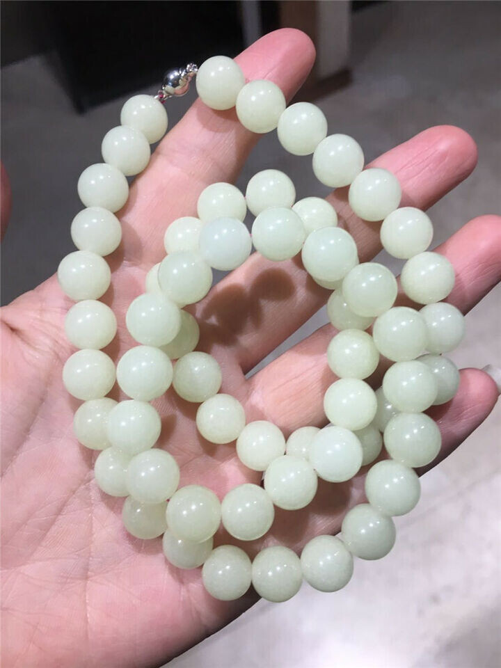 1pcs 10mm “Glow In The Dark” Luminous Stone Rounds Beads Necklace18 inches
