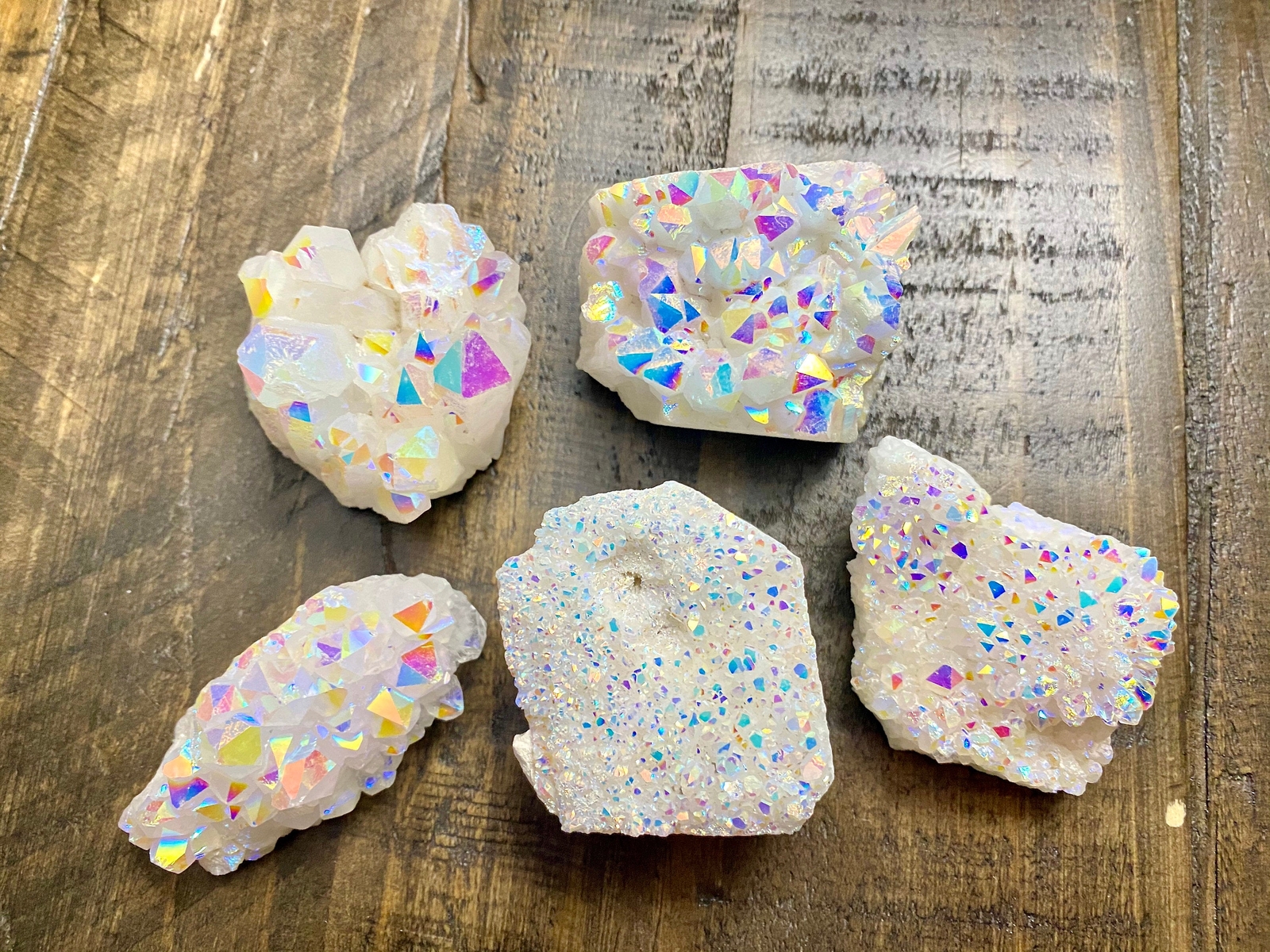 Raw Angel Aura Quartz Crystal Cluster, Natural Angel Aura Quartz from Brazil