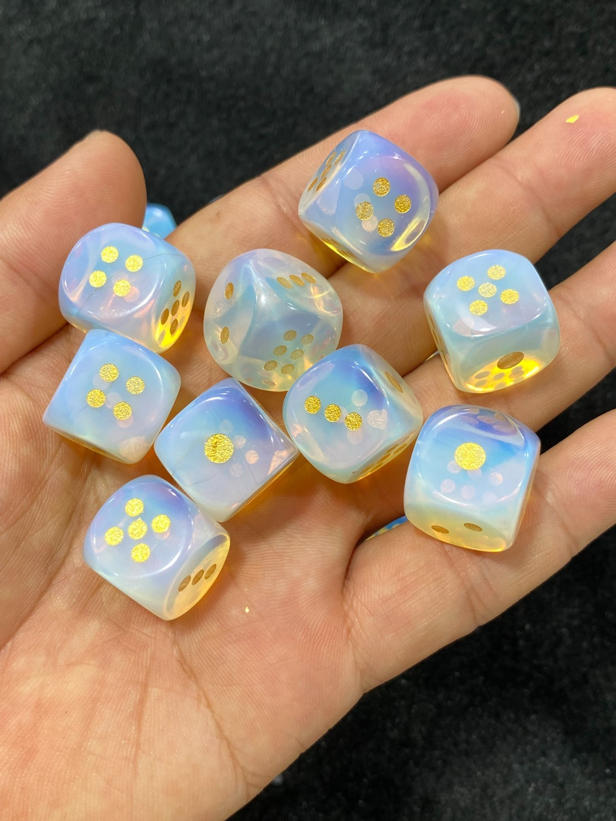 2pcs Opalite Hand Carved dice Quartz Crystal Reiki Healing Gift Decor Randomly