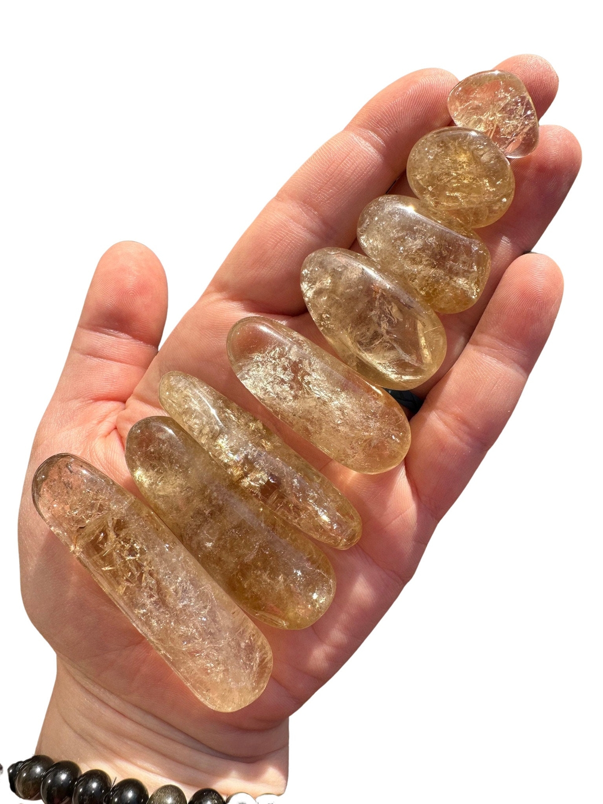 Natural Citrine Tumbled Stone, Light Color, Grade B, Natural Citrine from Zambia