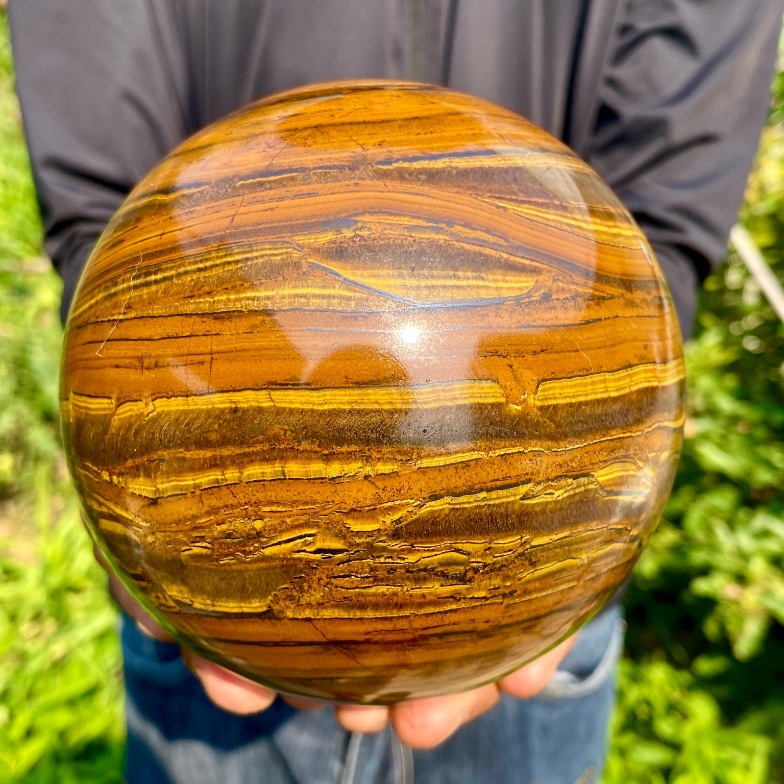 5.79LB Large Natural Tiger Eye Stone Crystal Ball Quartz Healing Sphere Décor