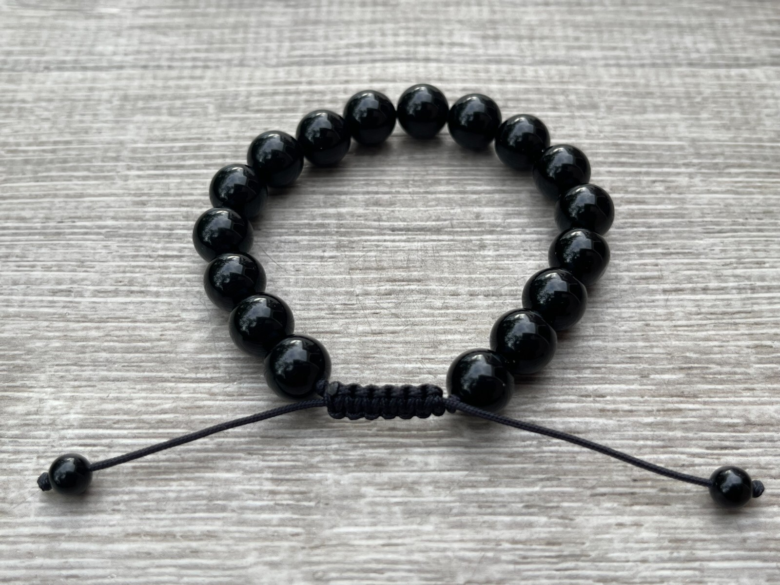 Grade A++ Black Obsidian Crystal Adjustable Bead Bracelet 10mm,Genuine Bracelet
