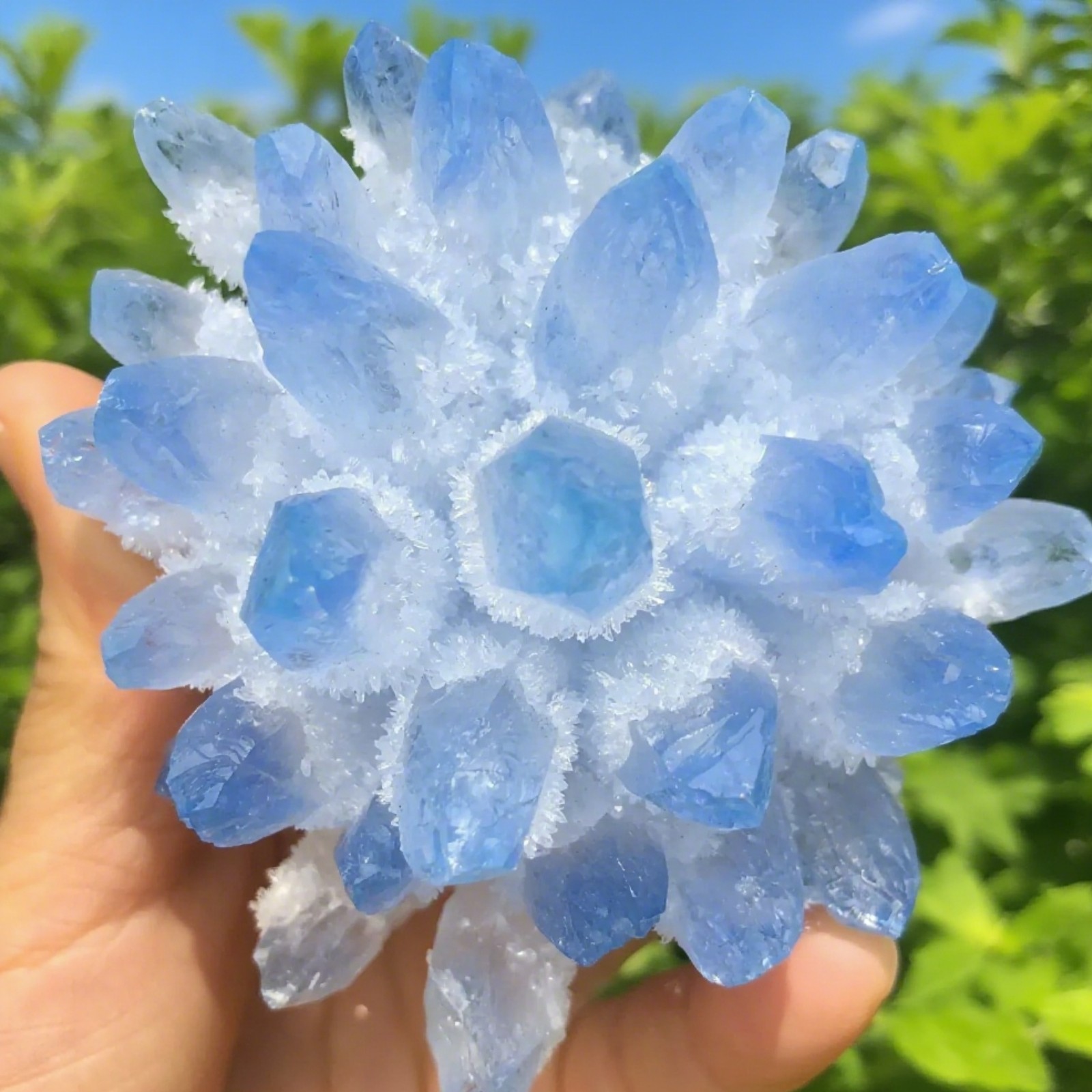 300g Rare Blue Quartz Crystal Cluster Rough Geode Healing Reiki Art Home Decor
