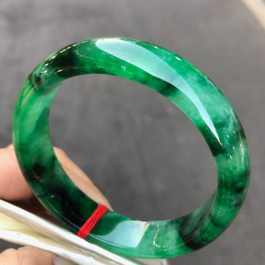 Certified Natural Grade AAA Ice Green Burmese Jade jadeite bracelet bangle 59MM