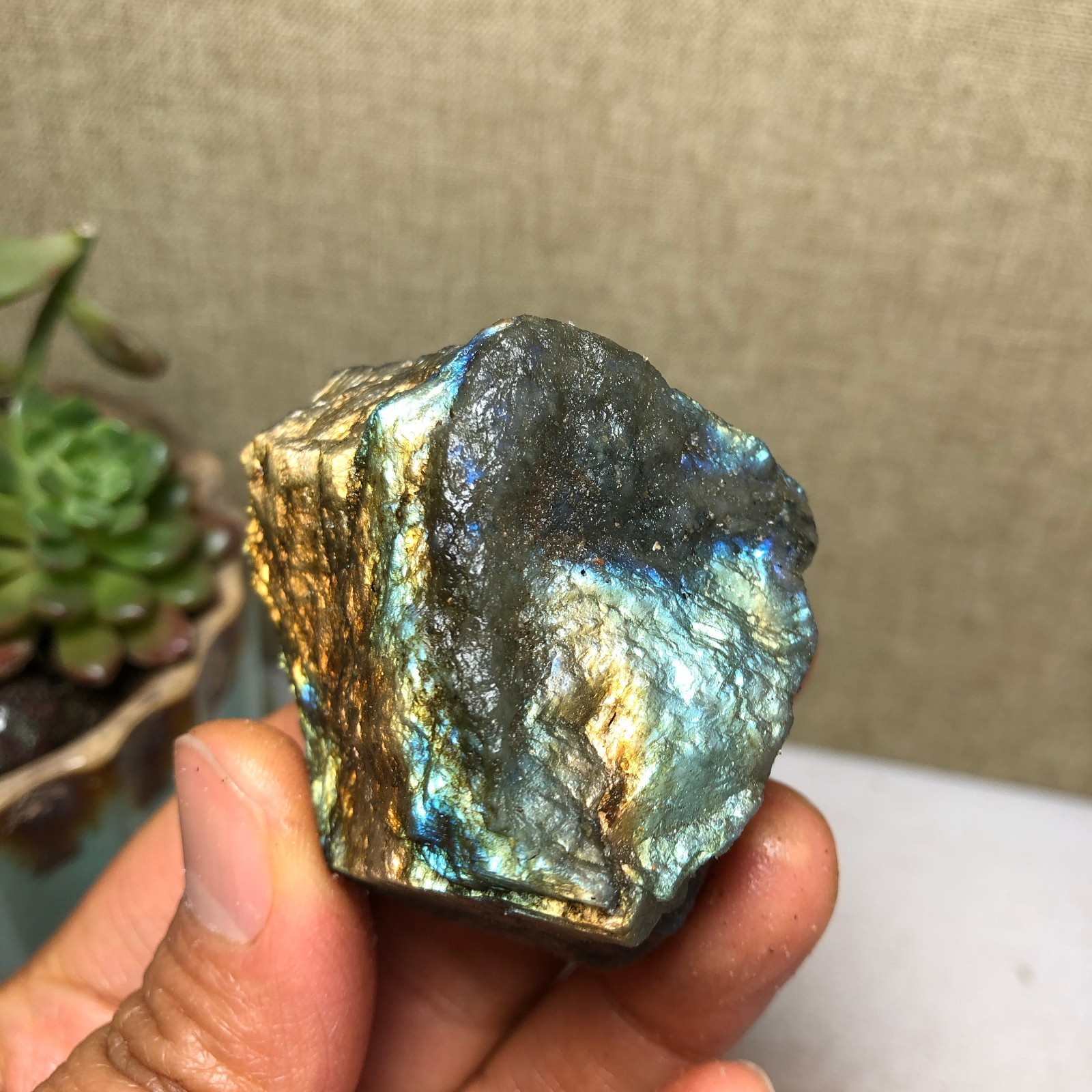 41mm Natural Labradorite Crystal gemstone rough original Specimen 90g A4218