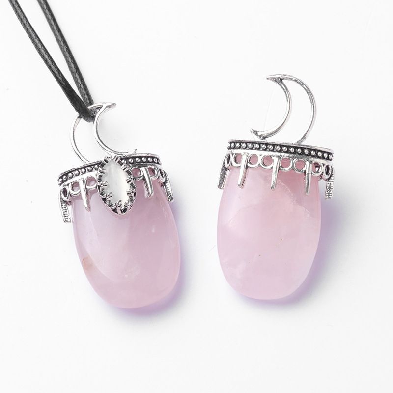Crystal Agate Stone Inlaid Alloy Gemstone Pendant Necklace Pendant