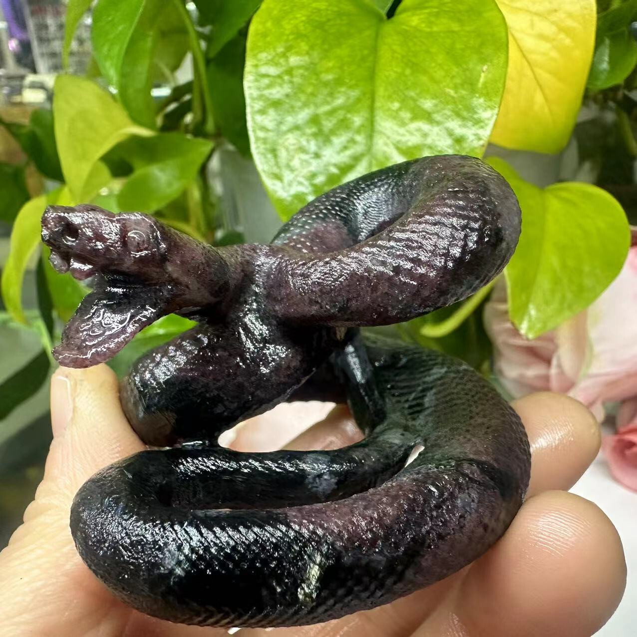 1pc Natural garnet crystal hand carved snake Quartz reiki healing decor gift