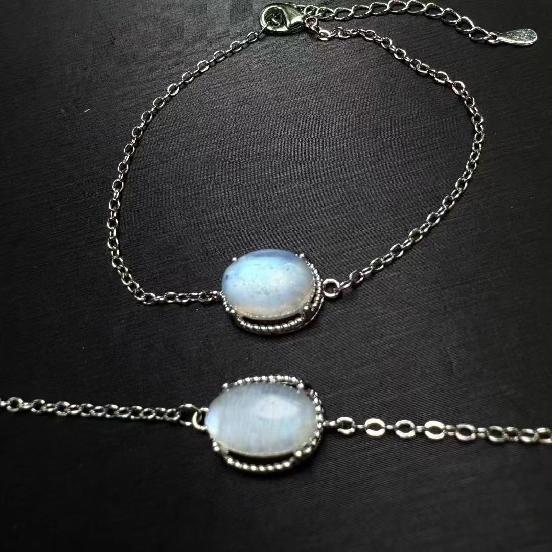 Natural Blue Moonlight Bracelet, copper bezel set