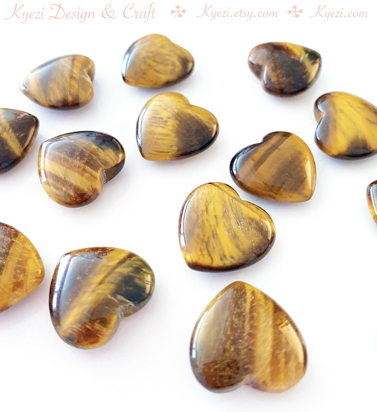 1 – 30pcs 20mm 25mm Tiger Eye Natural Healing Gemstone Heart Chakra Balance