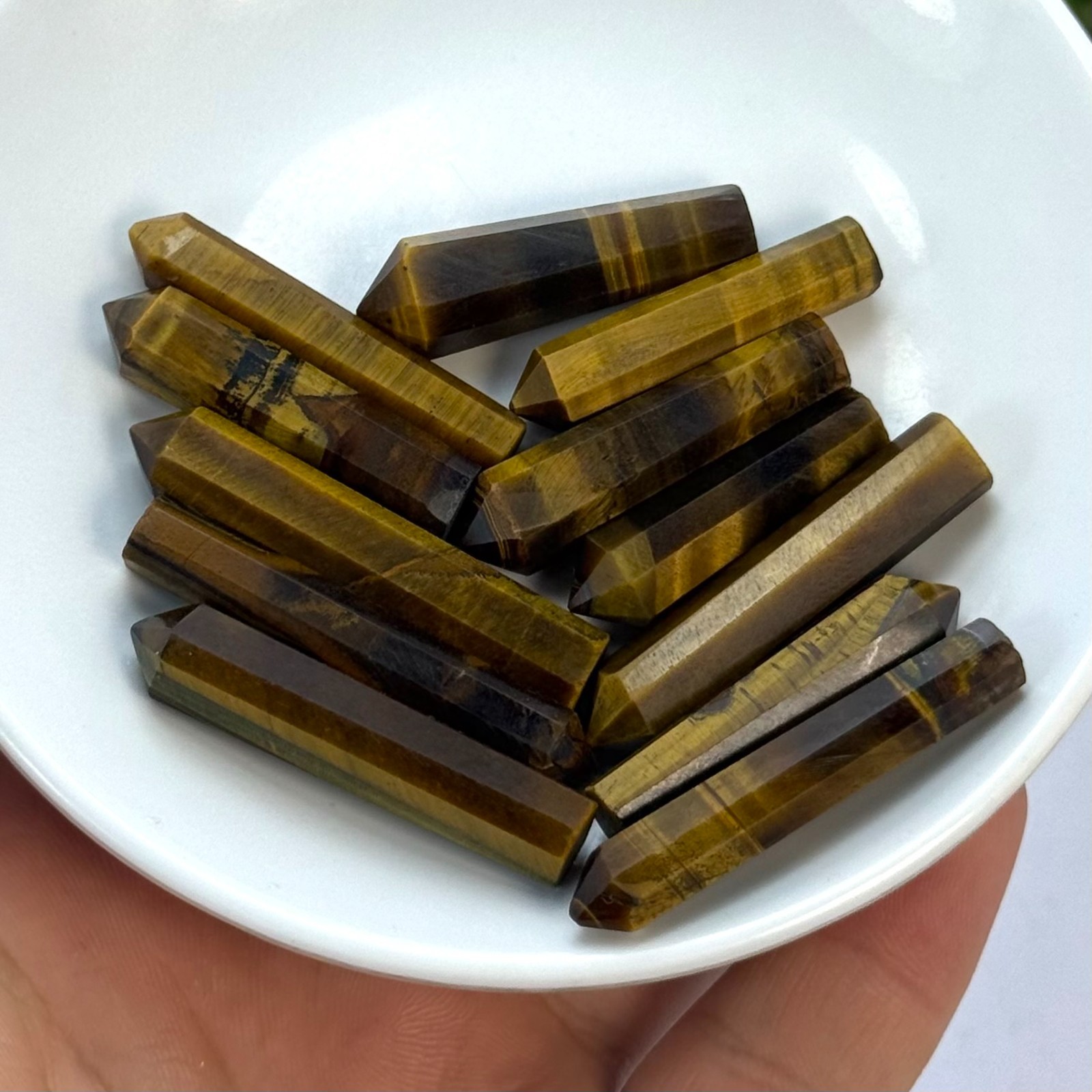 Lustrous Tiger Eye Polished Crystals, Tiger Eye Crystals, Polished Tiger Eye Cry
