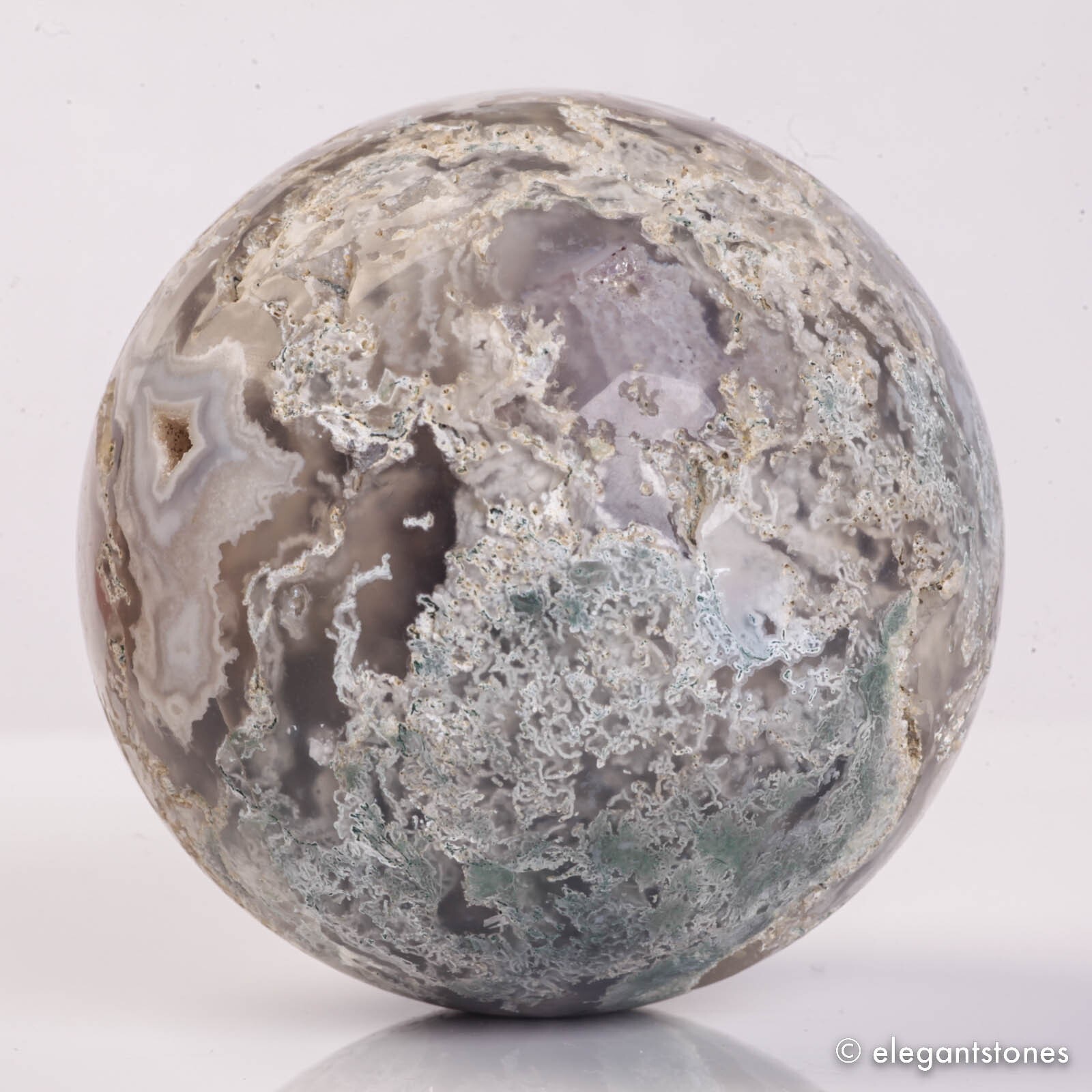 727g 83mm Moss Agate Sphere Crystal Natural Aquatic Plant Water Grass Reiki Ball
