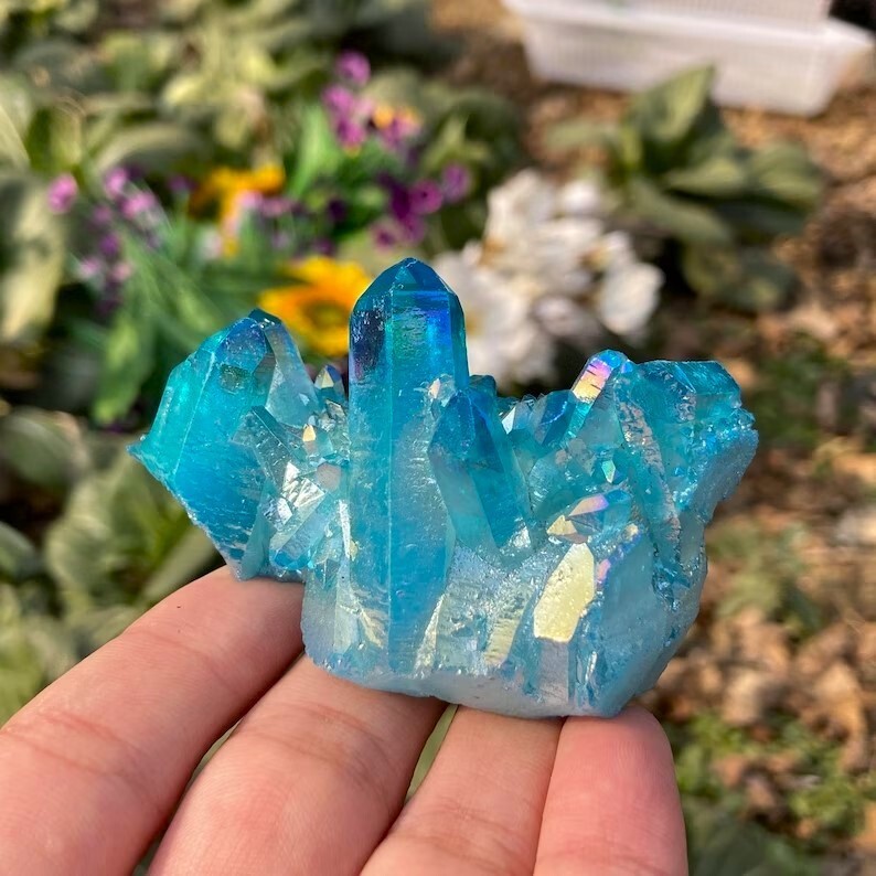 80g+ Natural Blue Angel Aura Quartz Irregular Crystal Cluster Mineral Specimen