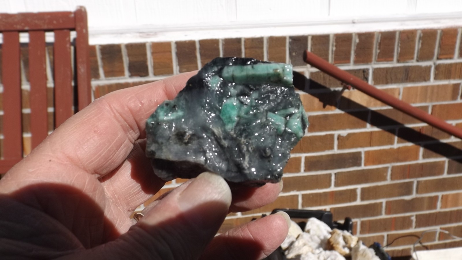 4 POUNDS EMERALD CRYSTALS IN MINE ROUGH STONE MATRIX FROM BRAZIL