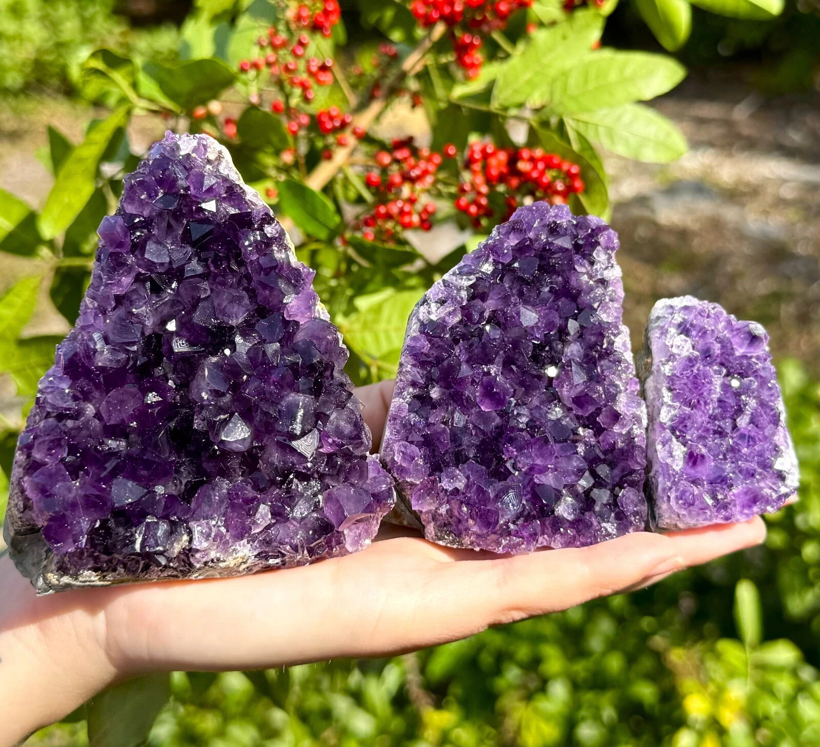 250G Natural Amethyst Raw Geode Cluster Purple Quartz Crystal Art Home Decor