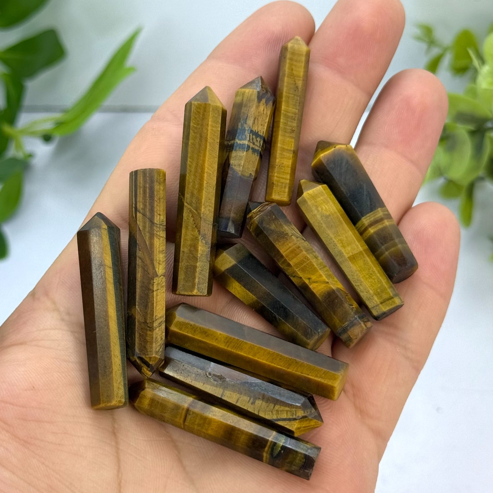 Lustrous Tiger Eye Polished Crystals, Tiger Eye Crystals, Polished Tiger Eye Cry