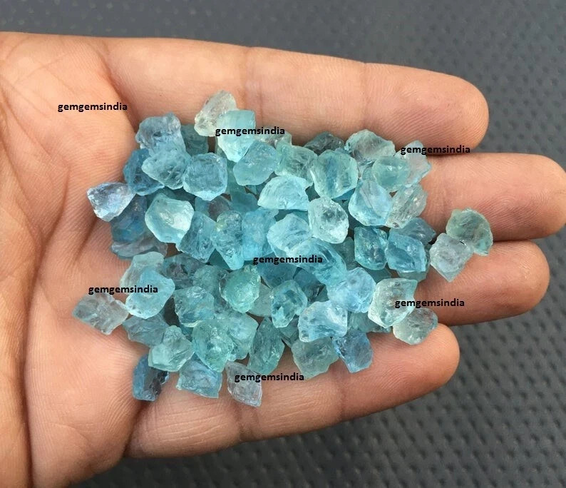 Beautiful Blue Aquamarine 20 Pieces Raw Size 6-8 MM Aquamarine Rough Stone Bulk