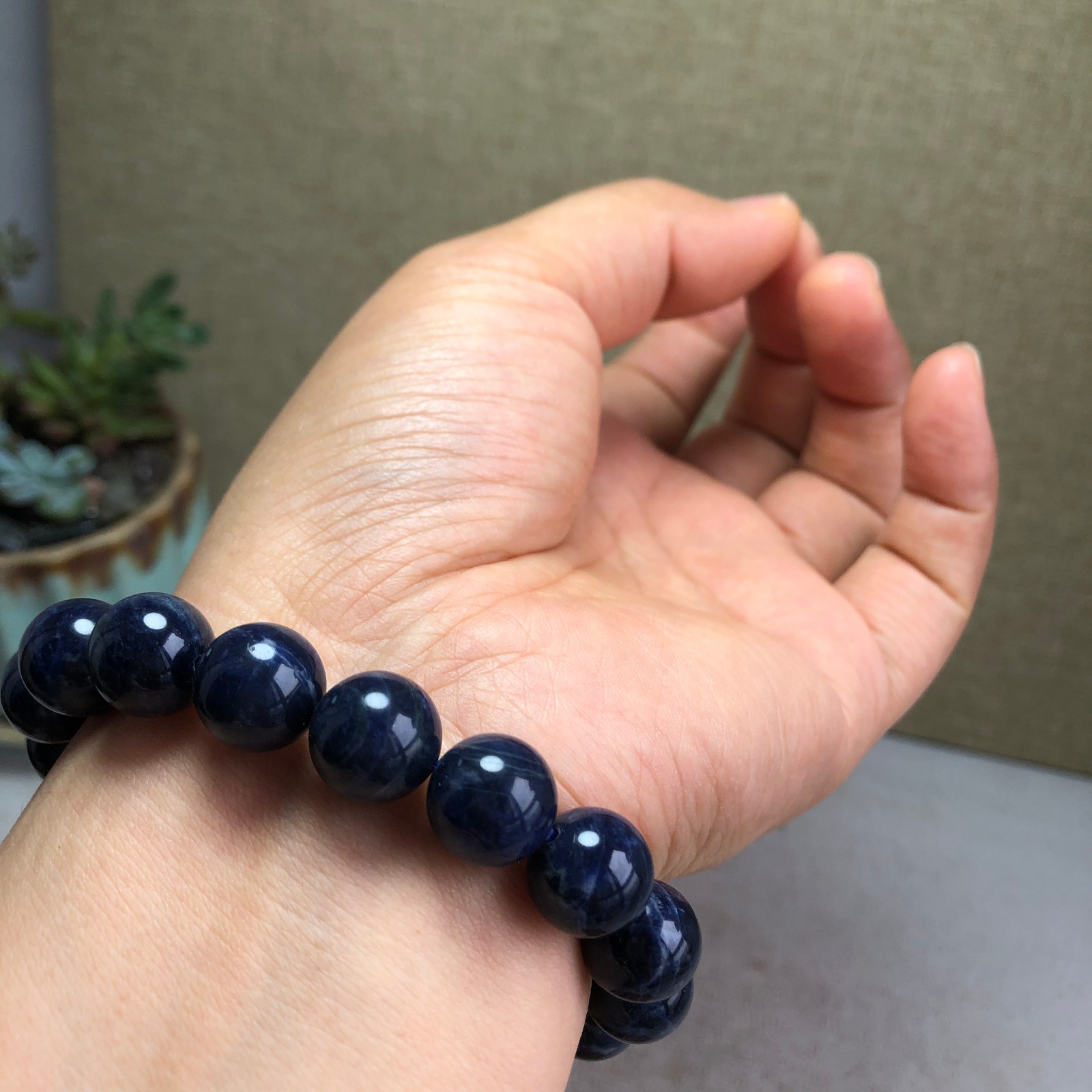 Wholesal Natural Polish Blue sodalite stone bracelets ball sphere 12mm A6164