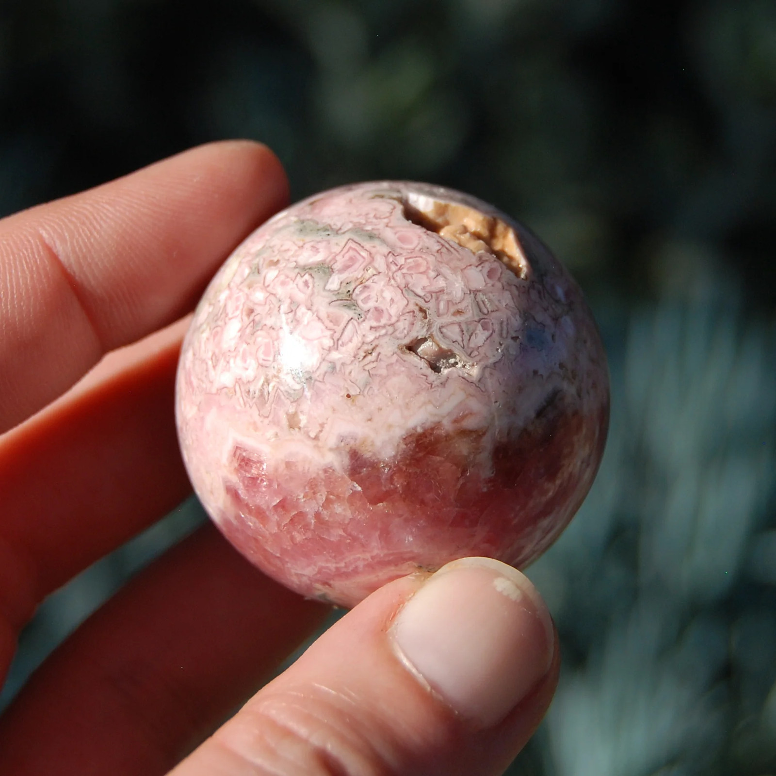 41mm 125g Rhodochrosite Crystal Sphere, Large Genuine Rhodochrosite Gemstone, Ar