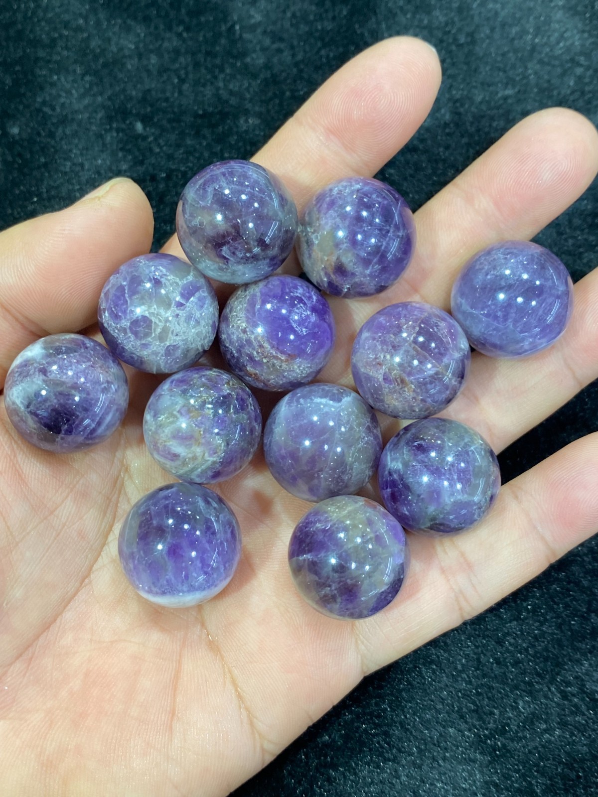 5pc Natural Dreamy Amethyst Sphere Quartz Crystal Carved 20mm ball reiki healing