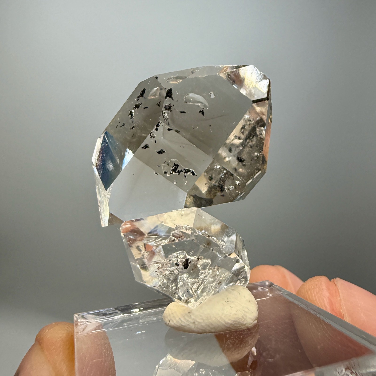 A+ Grade Herkimer Diamond Gem Cluster, Flawless Clarity, Minor Hydrocarbon