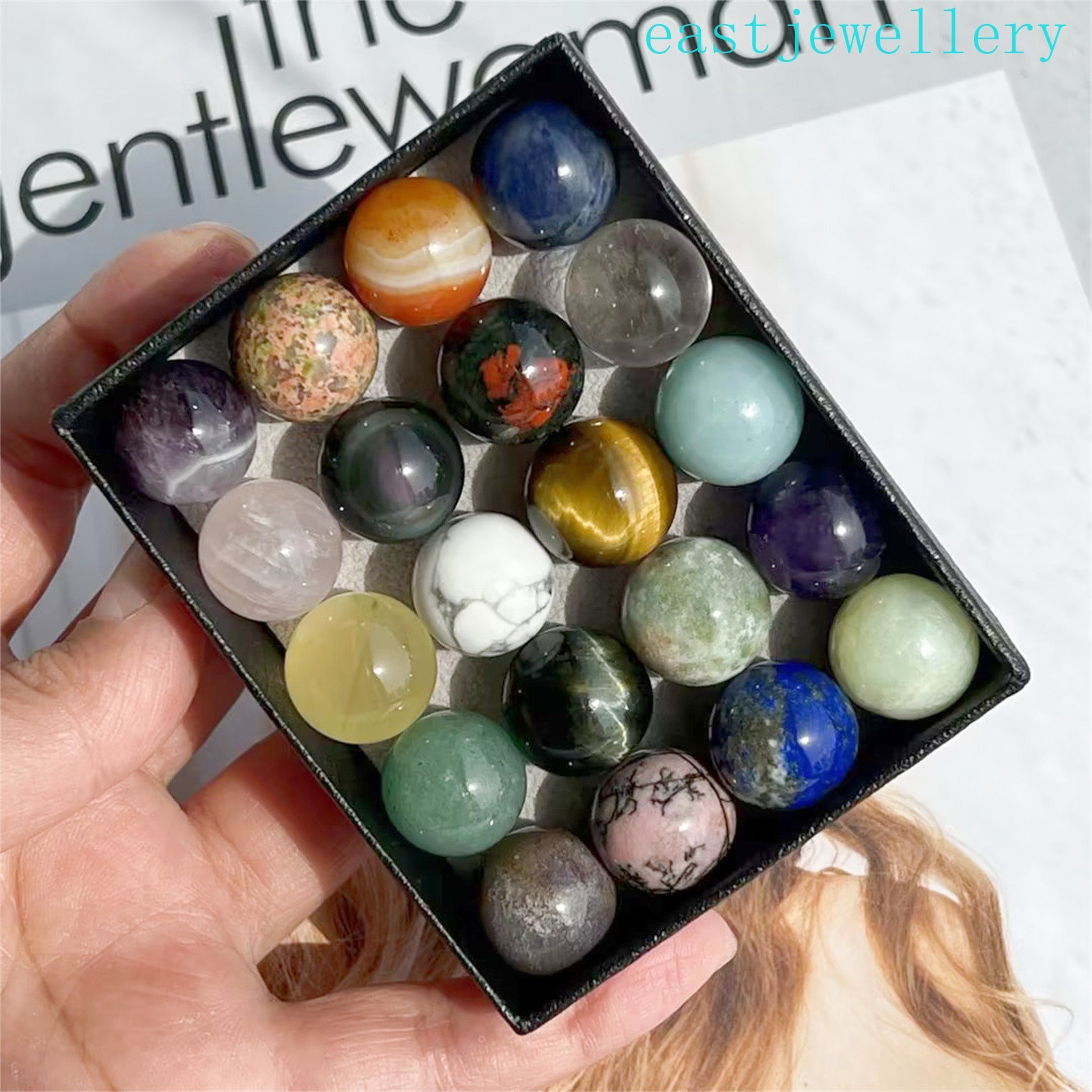 20x Wholesale Natural Mixed sphere quartz crystal ball reiki healing 15mm+ box