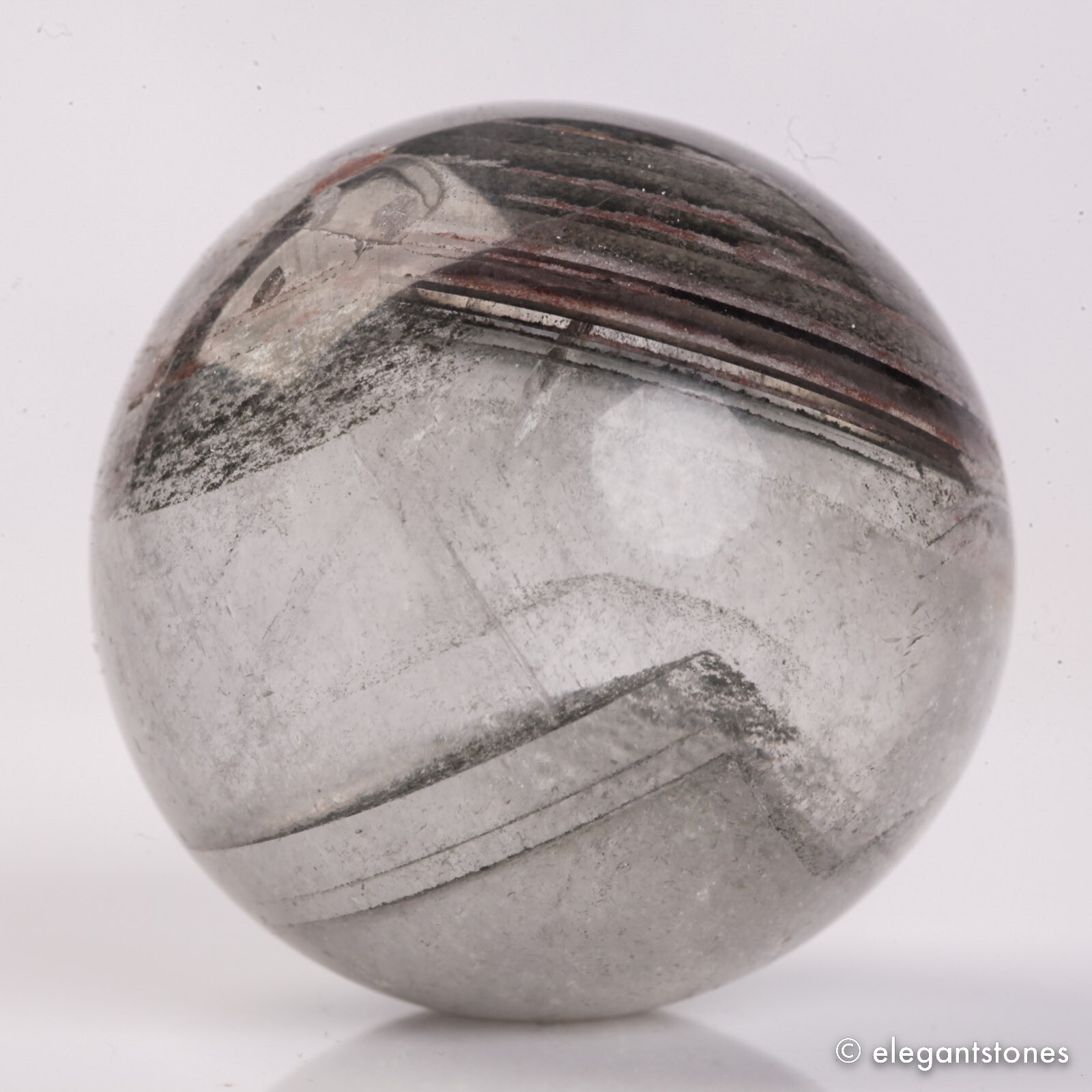 62g35mm Natural Garden/Phantom/Ghost/Lodolite Quartz Crystal Sphere Healing Ball