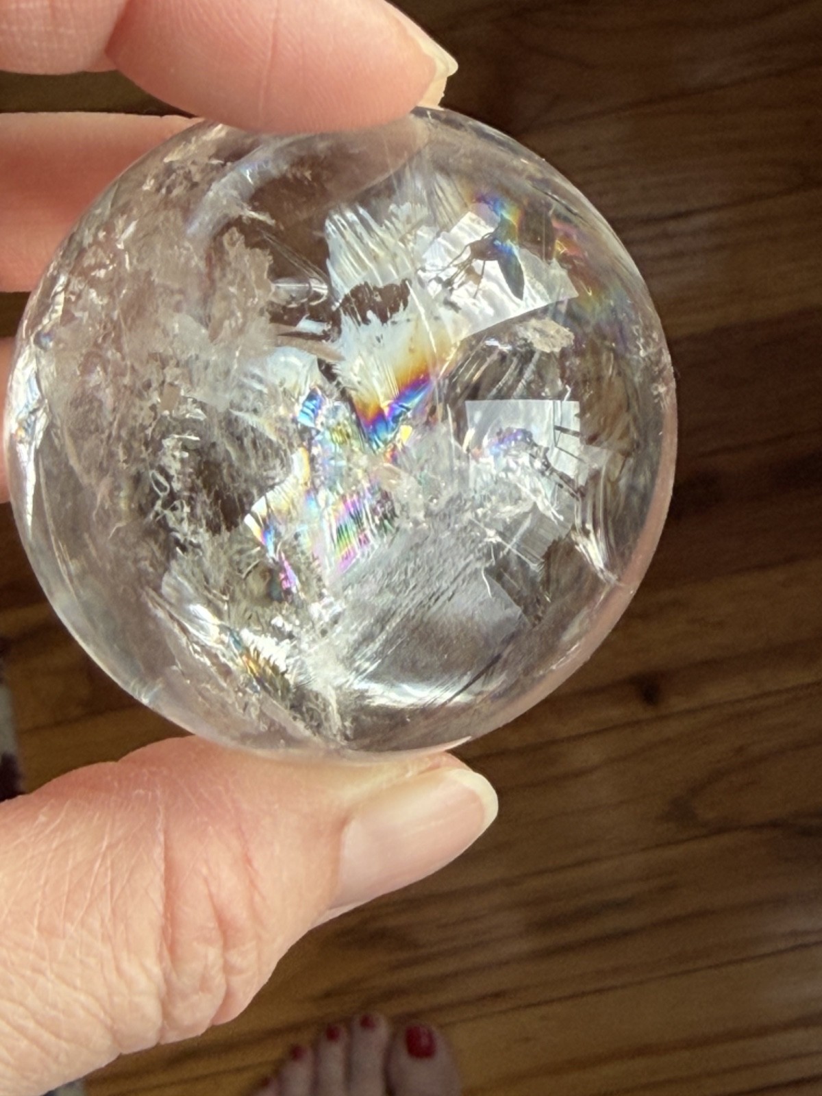 50mm Natural Rainbow Clear Quartz Sphere 173 grams