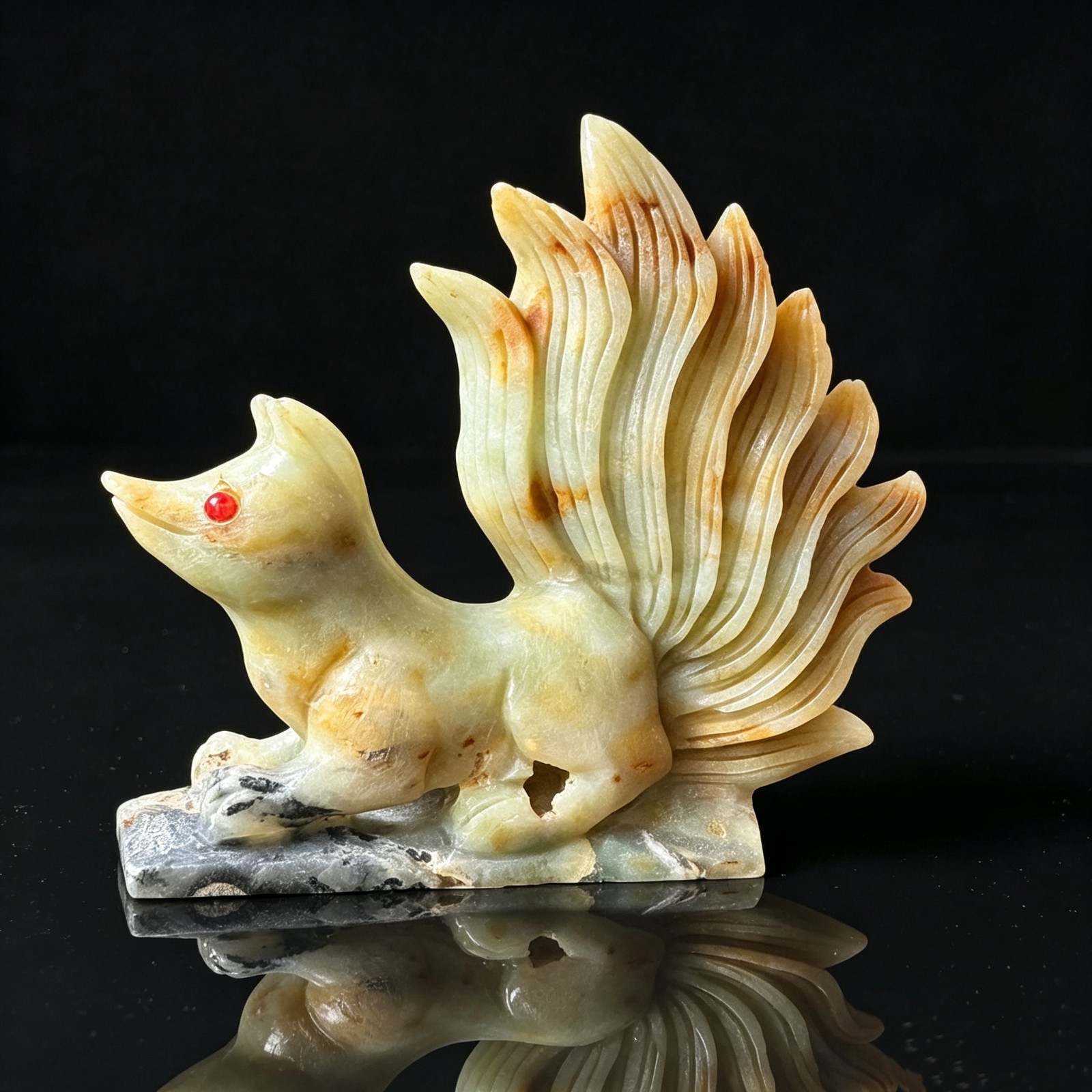 Collectible Amazonite Fox Carving – Hand Carved Natural Animal Art Sculpture