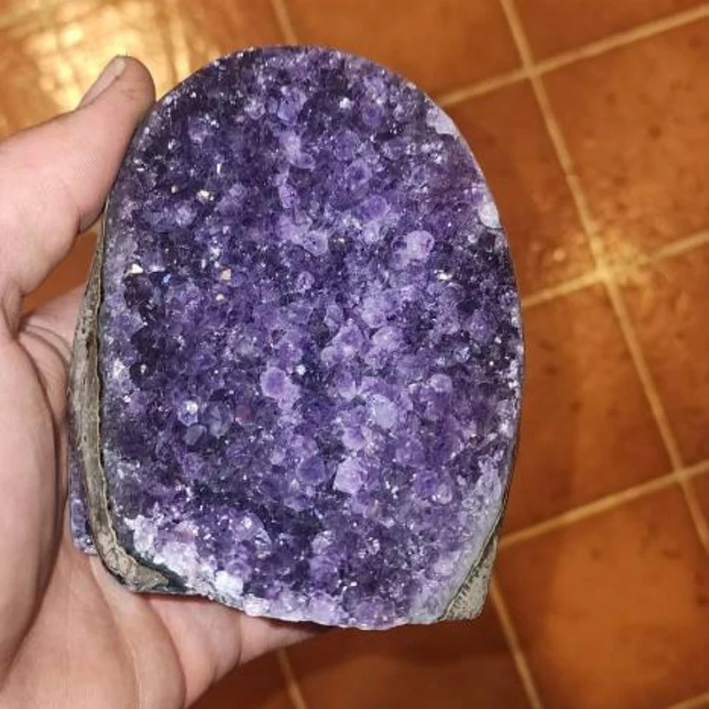 250G Natural Amethyst Raw Geode Cluster Purple Quartz Crystal Art Home Decor