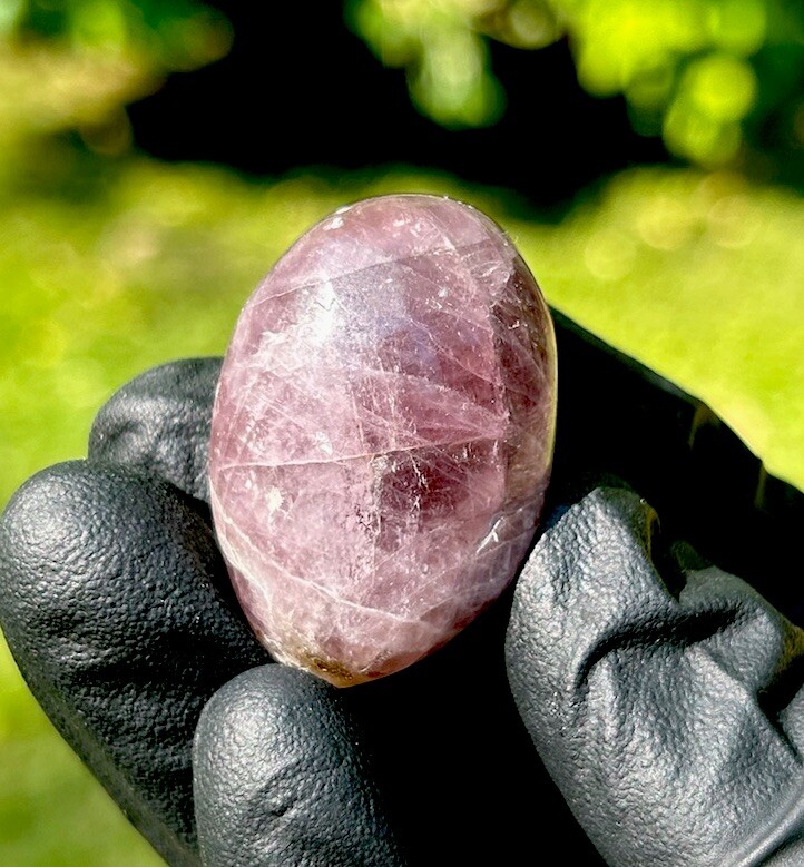 Handmade Polished Purple ANGELITE ANHYDRITE Rare Crystal Palm Stone MADAGASCAR