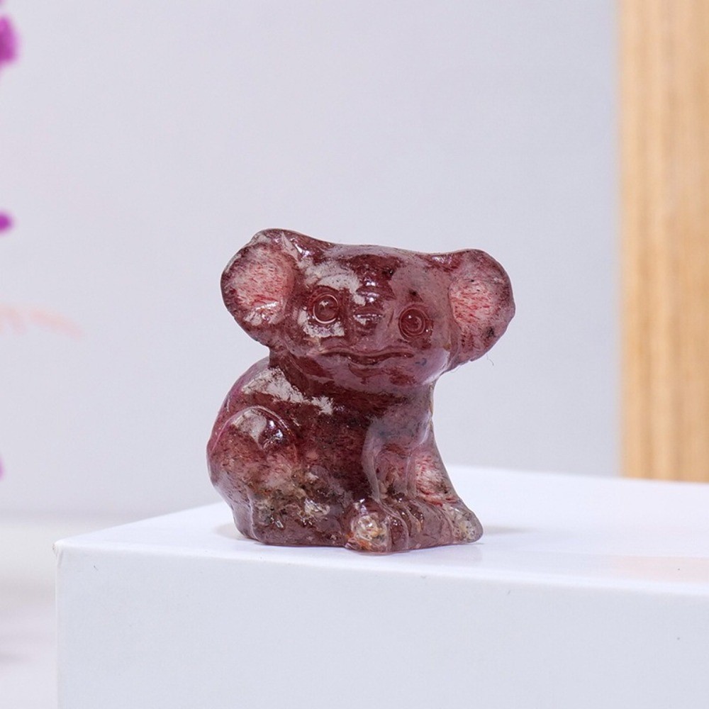 Natural Mixed Crystal Koala Statue Carving Reiki Healing stone Decor Gift random