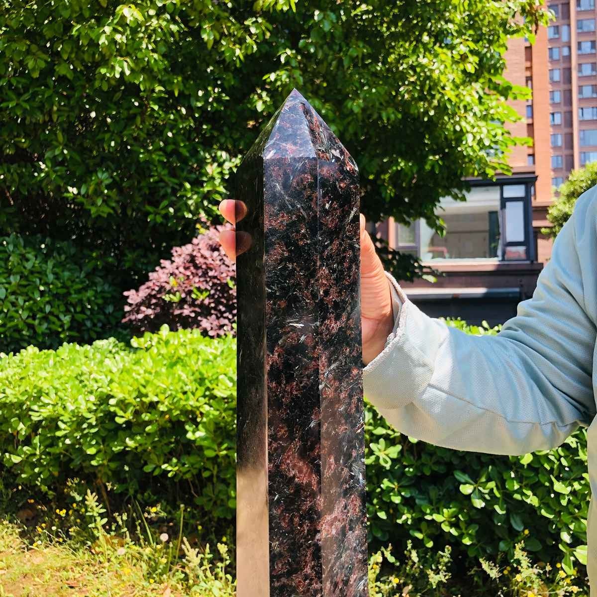 16.98LB Natural Fireworks Stone Obelisk Quartz Tower Crystal Wand Point Healing