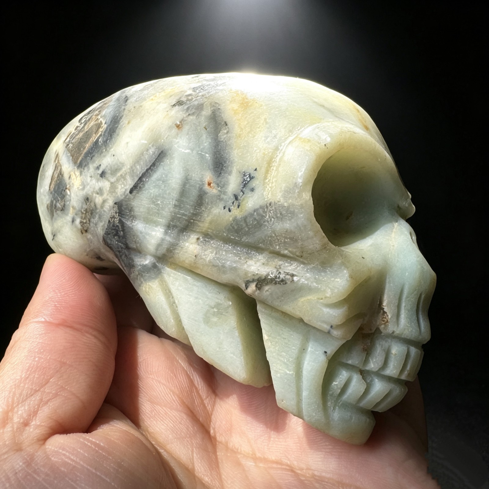 2.4inrtisan Hand-Carved Natural Amazonite Alien Skull – Crystal Healing Figurine