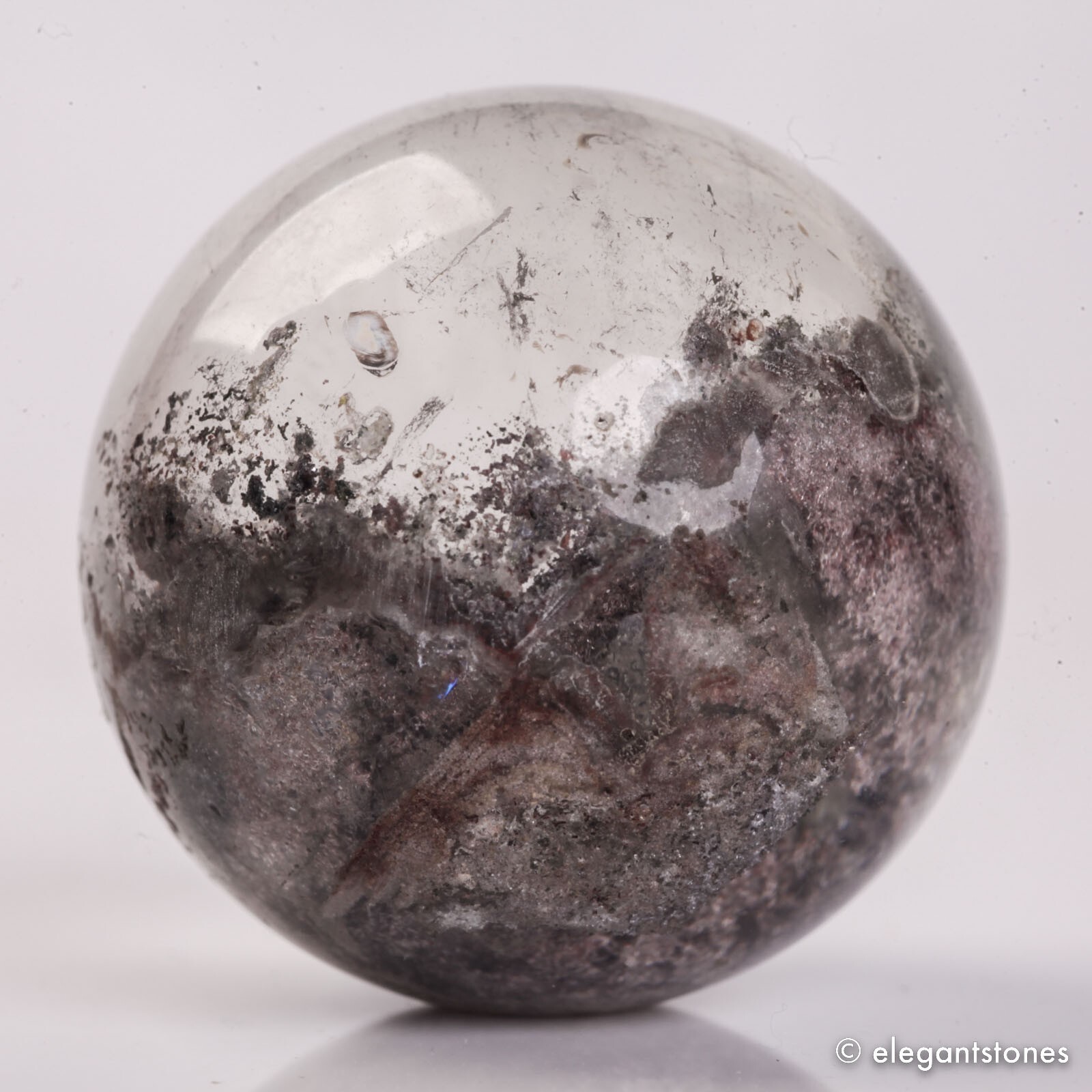 54g34mm Natural Garden/Phantom/Ghost/Lodolite Quartz Crystal Sphere Healing Ball
