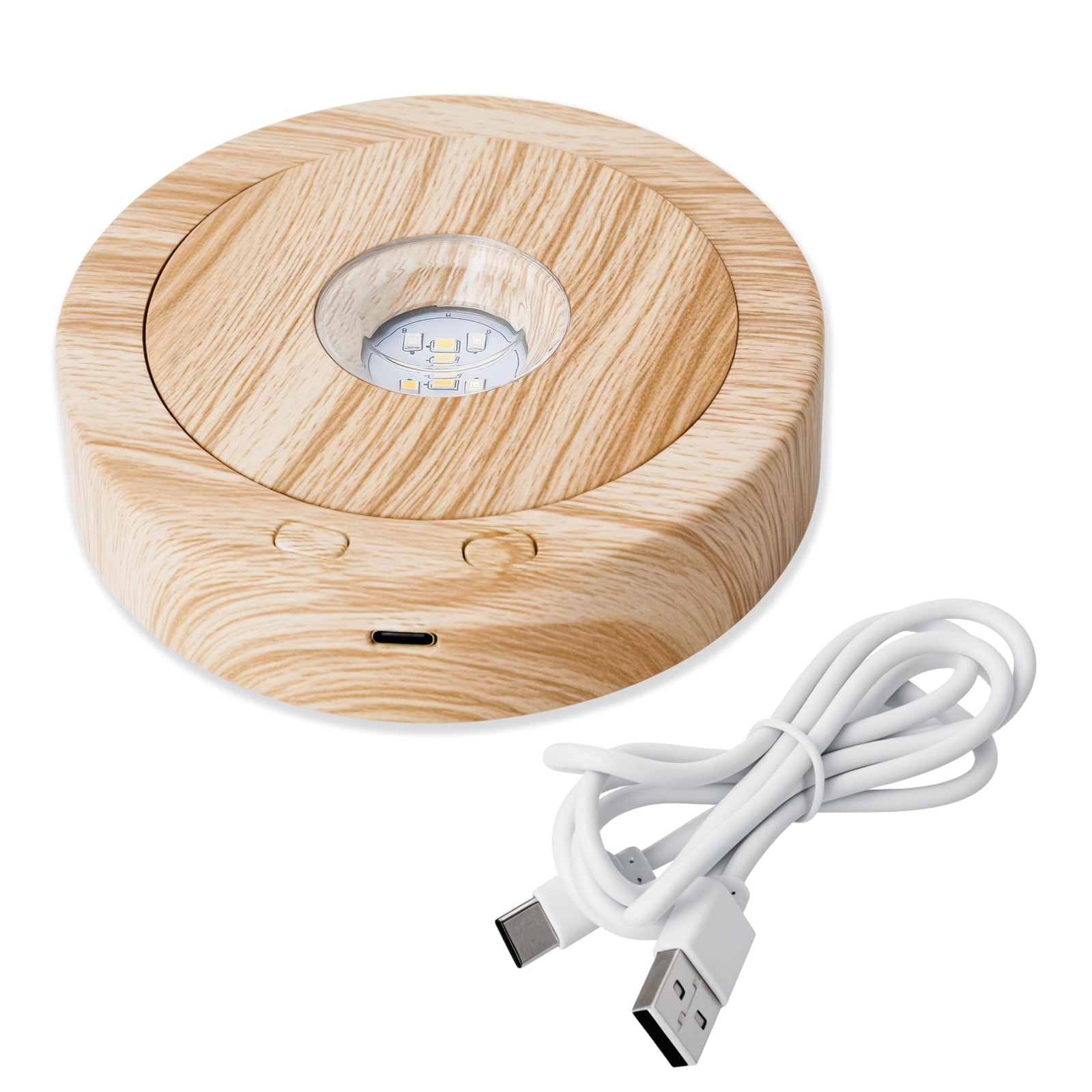 Light Base for Glass Art 4.5″ Rotating Display Wood Base