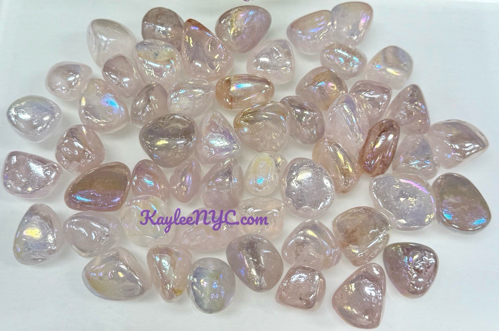 Wholesale Lot 2 Lbs Aura Rose Quartz Tumble Healing Energy