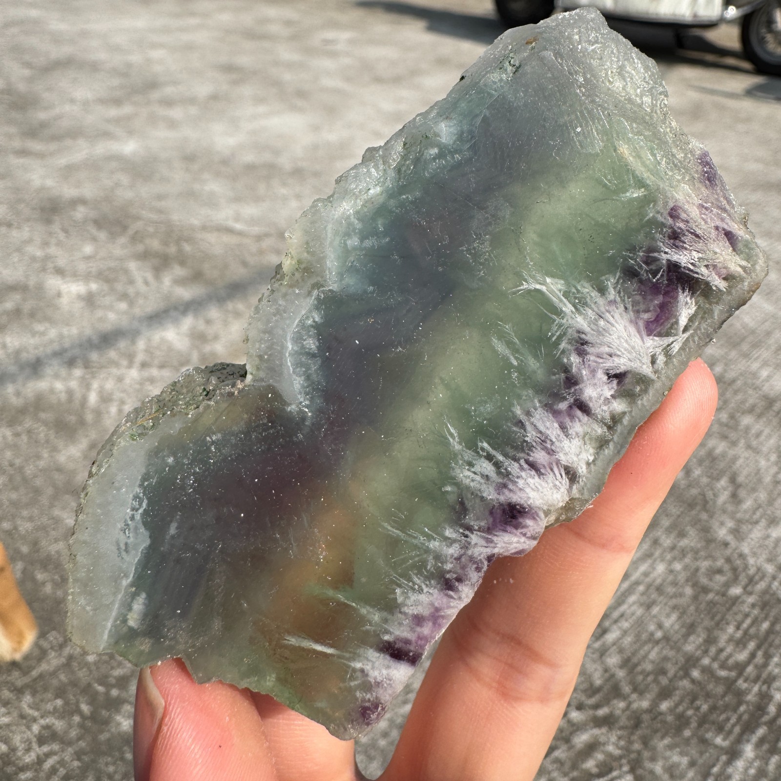 100G Natural feather fluorite crystal slice rough quartz crystal specimen healin