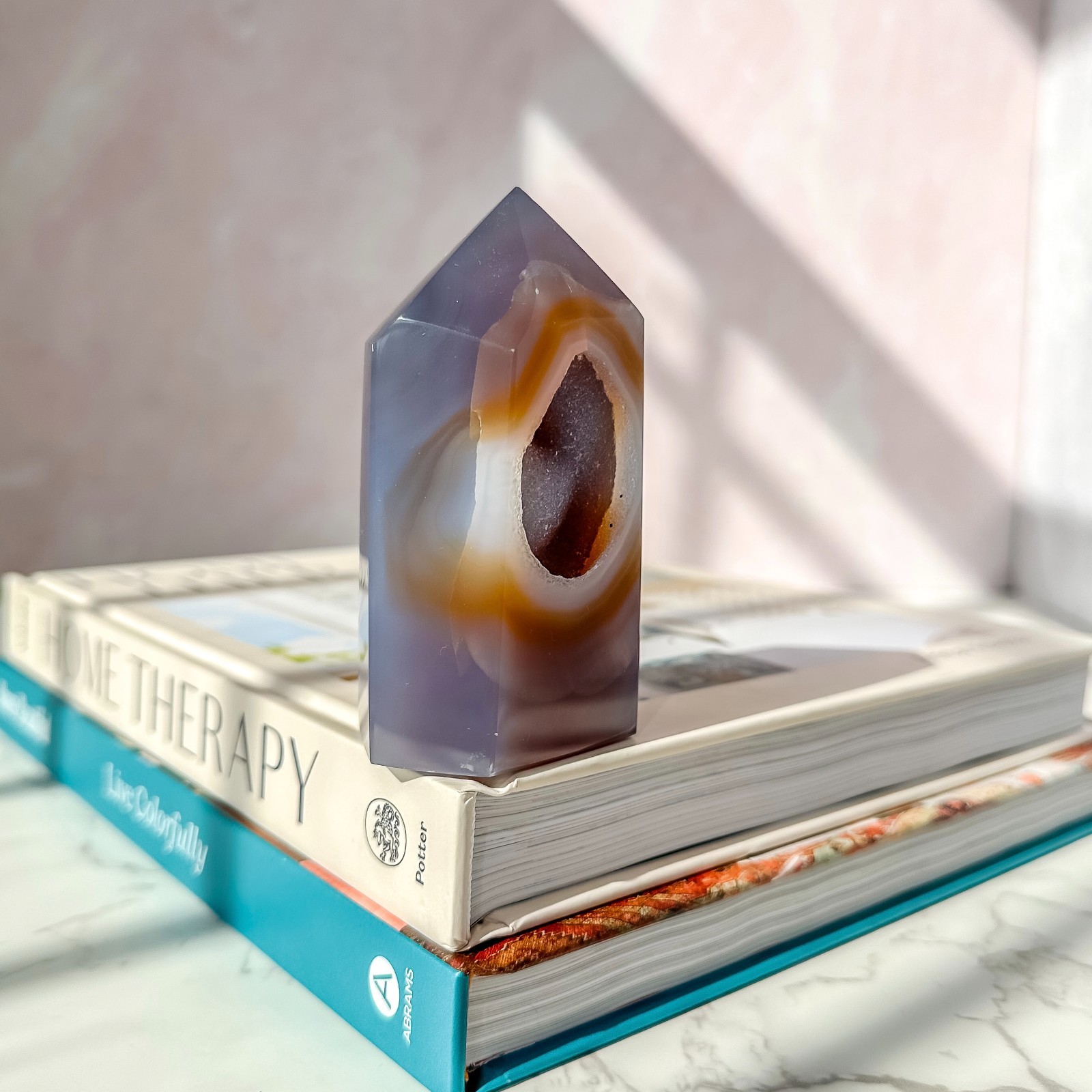 Agate Tower with Druzy (10.1 oz) | Natural Gemstone Home Decor