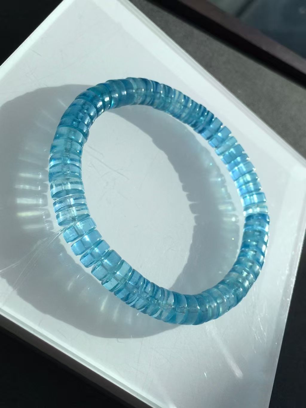 Natural devils Blue Aquamarine Quartz Rectangle Beads Bracelet