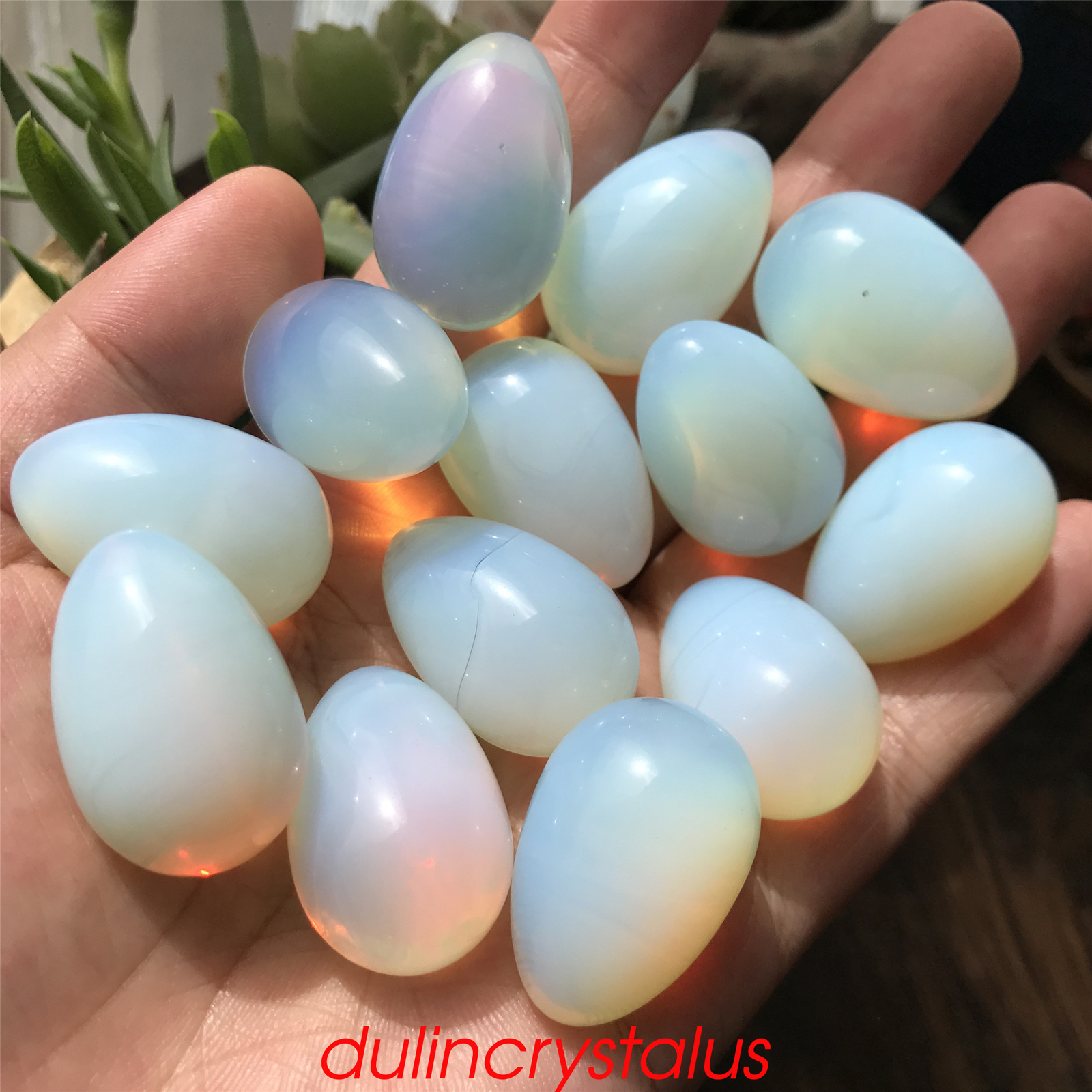 Opalite eggs quartz crystal pendant mineral carved skull reiki healing10pcs