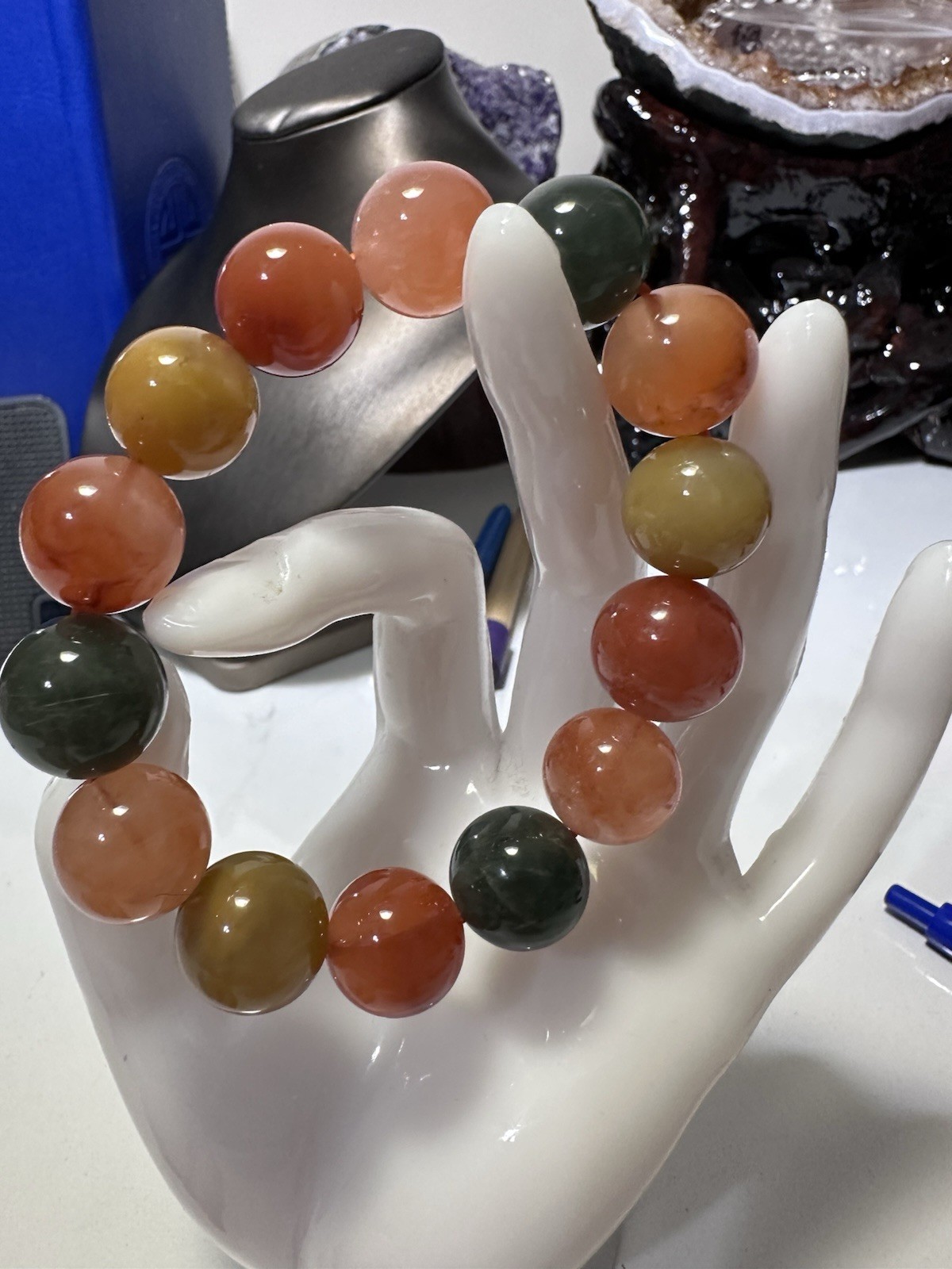 15mm Natural rabbit hair Bead Bracelet Reiki Crystal Quartz Healing Decorate