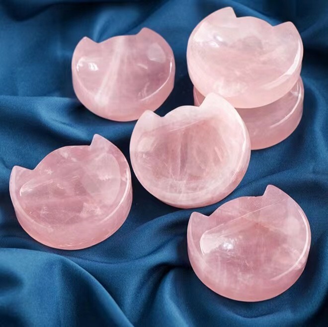 Natural Crystal – Pink Crystal Cat Claw Bowl Carvings Home Decoration