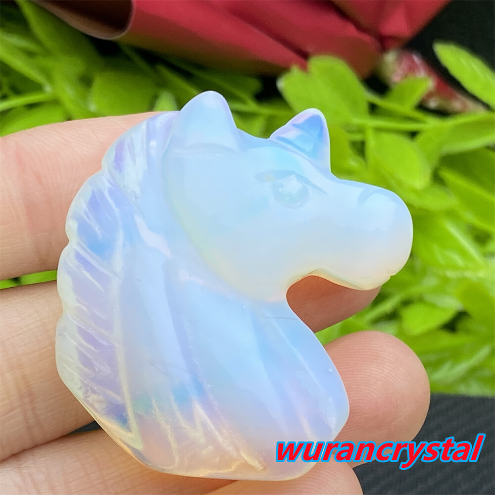 1pc Opalite Unicorn skull Quartz crystal Skull Carved gem Reiki healing 1.5”