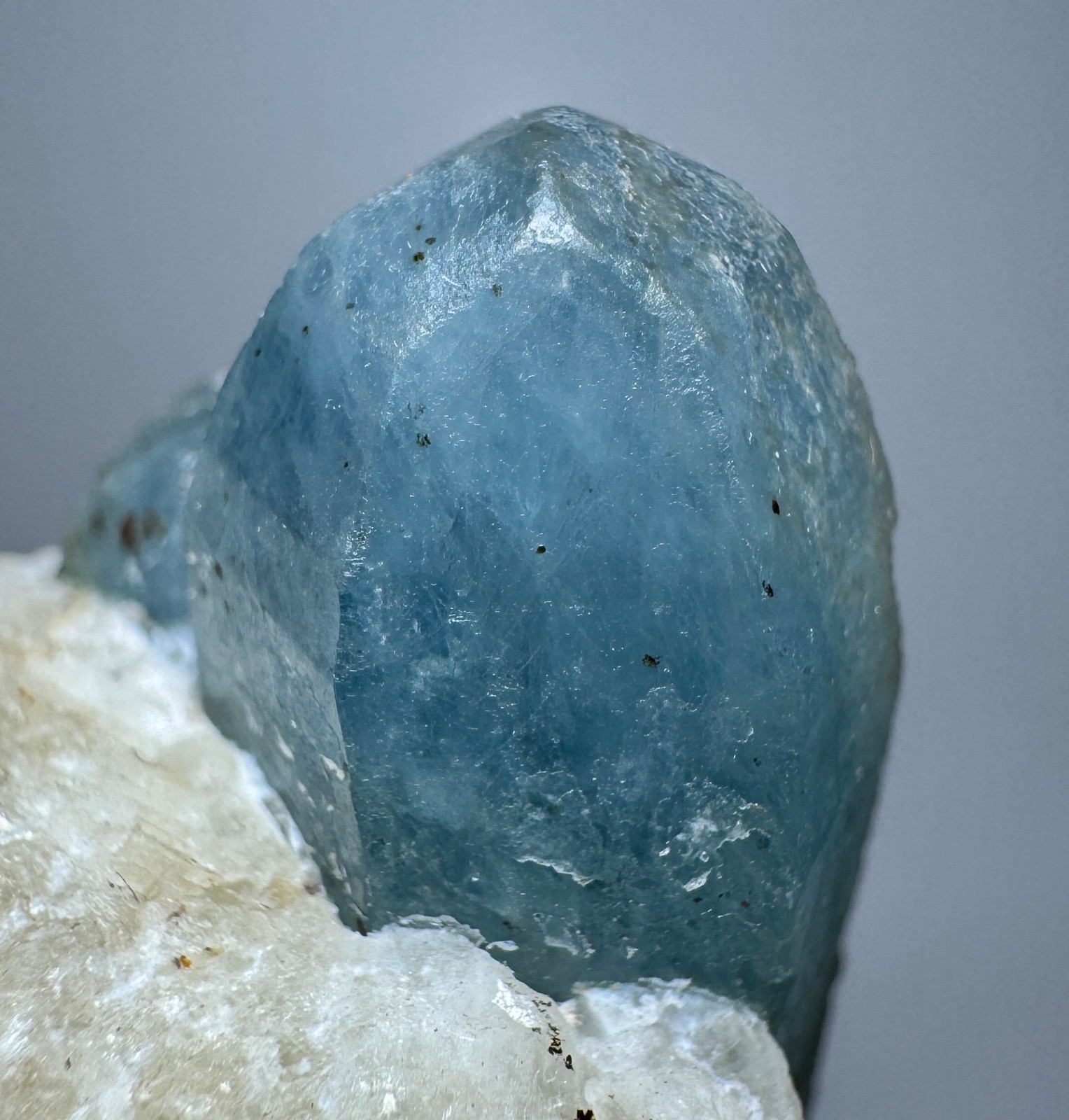 78 Grams Full Terminated Top Fluorescent Sky Blue Afghanite Crystals On Calcite